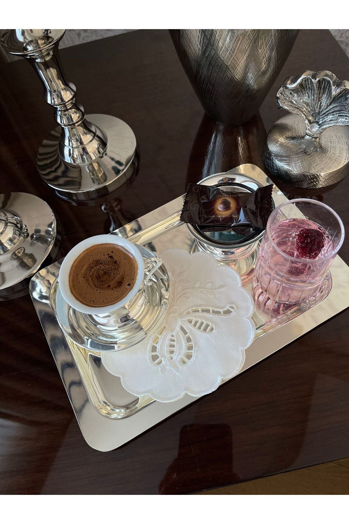 QBR Home-Șervețel de prezentare pentru cocktail brodat cu broderie manuală. Model fluture (1 bucată) 8