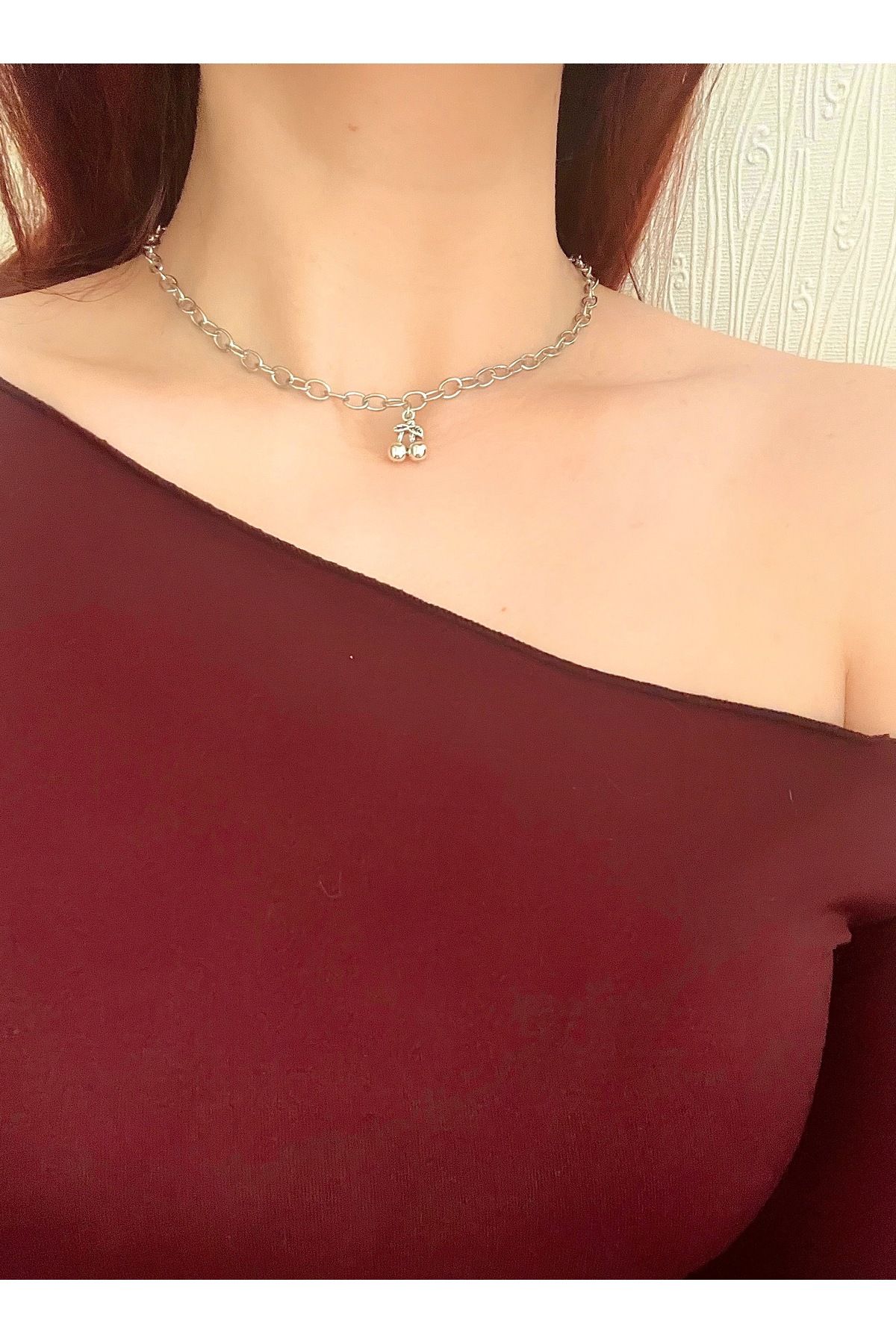 bohemian takı tasarim Cherry Kalın Zincirli Choker Kolye