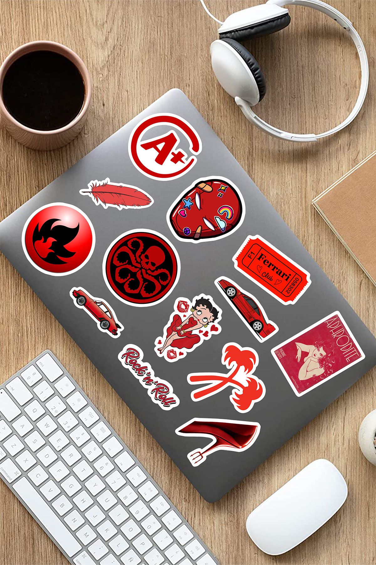 AR Sticker Vsco Red Laptop Notebook Tablet Sticker Set 10