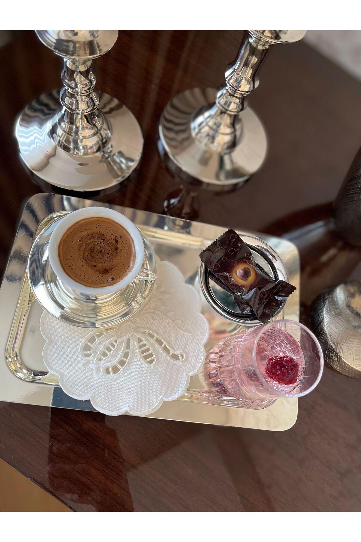 QBR Home-Șervețel de prezentare pentru cocktail brodat cu broderie manuală. Model fluture (1 bucată) 6