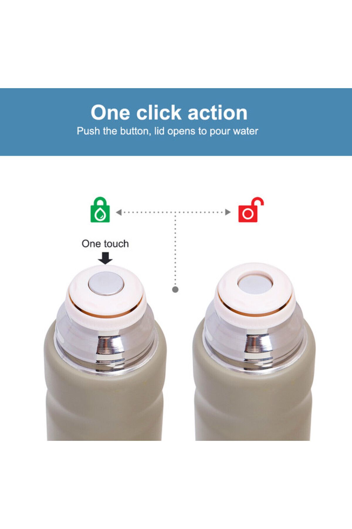 Hydrobrew-Insulated 650ml Vacuum Flask w/ 2x 150ml Cup-Ivory 2