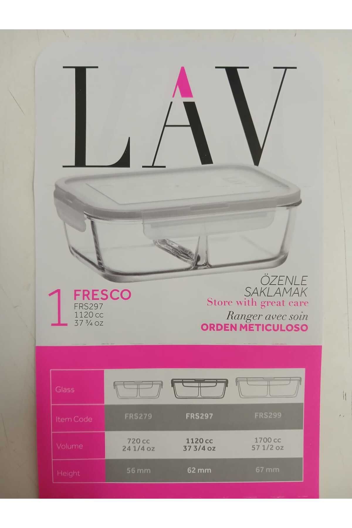 LAV-Feyzade Fresco Two Section Ziplock Glass Storage Container Set of 3 1120Cc Rectangular (Frs-297) 6