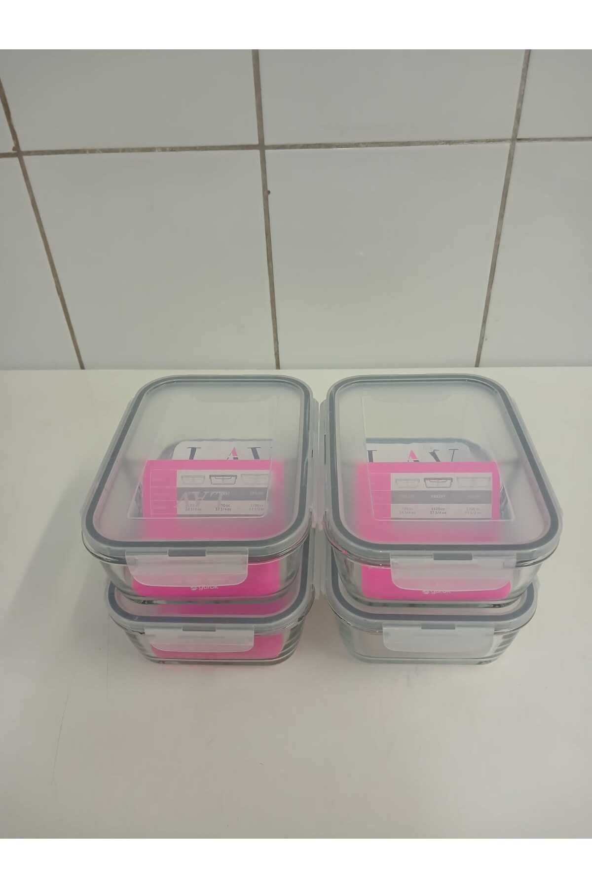 LAV-Feyzade Fresco Set of 4 - 1120Cc Rectangular, Two-Section Ziplock Glass Storage Container (Frs-297) 2
