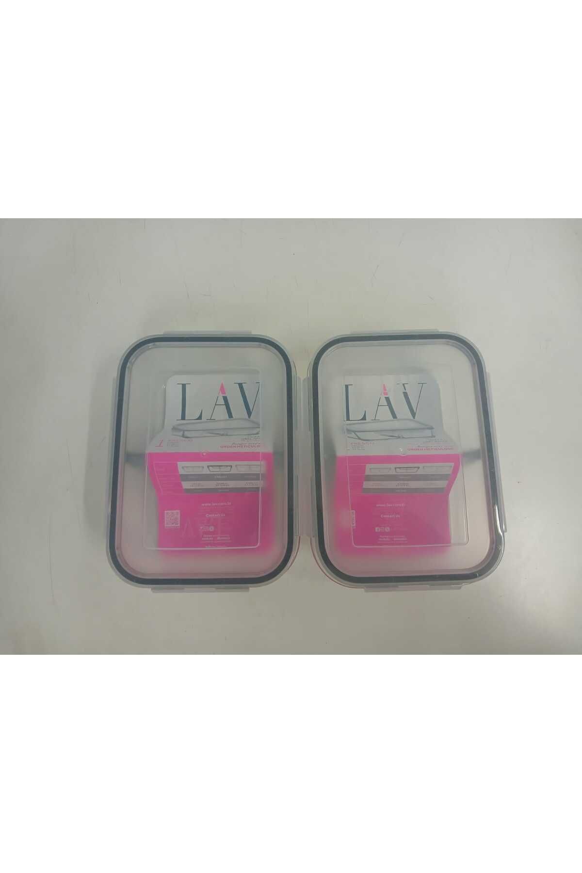 LAV-Feyzade Fresco Two Section Ziplock Glass Storage Container Set of 2 1120Cc Rectangular (Frs-297) 2