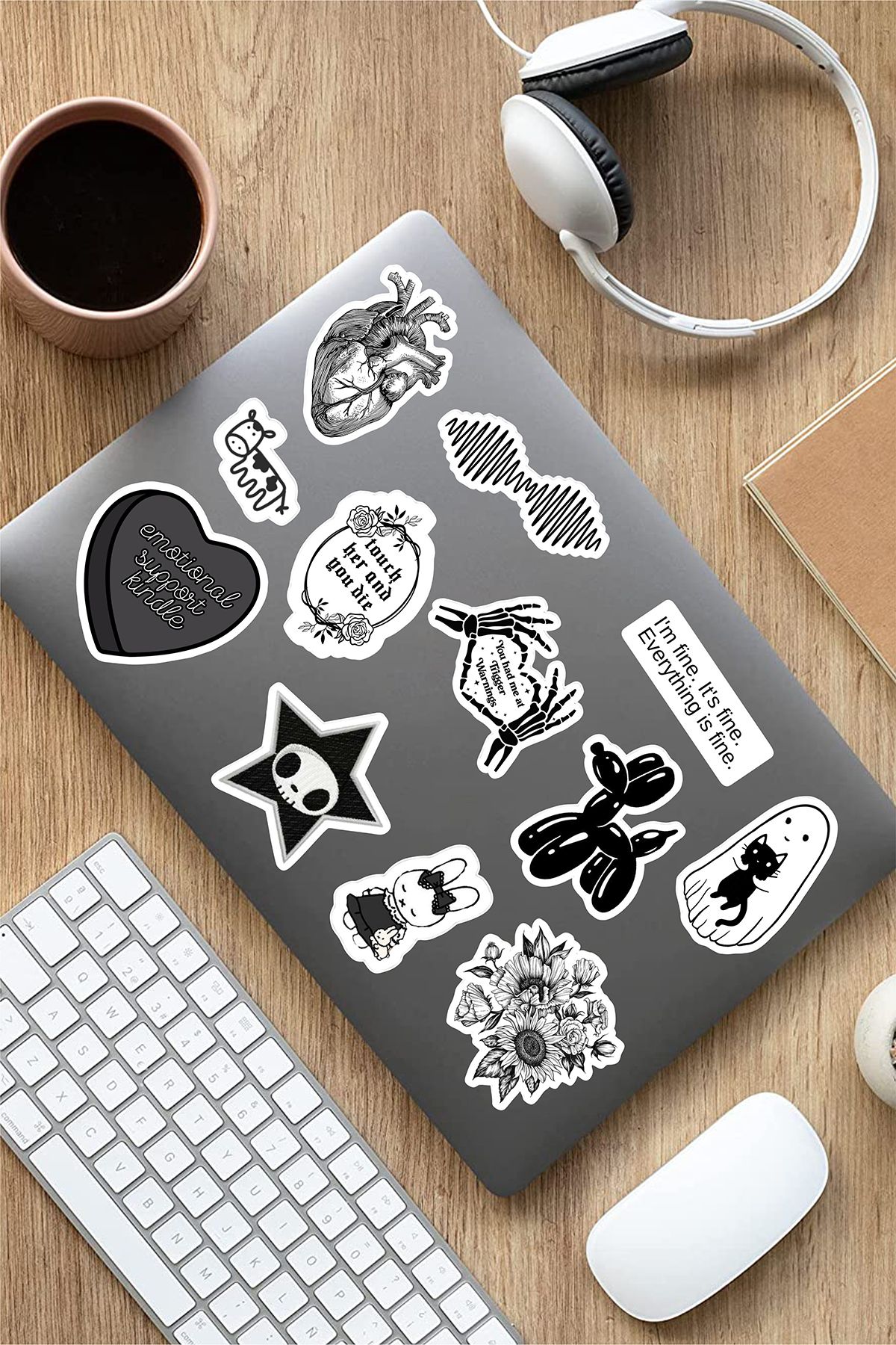 AR Sticker Vsco Black Laptop Notebook Tablet Sticker Set 12