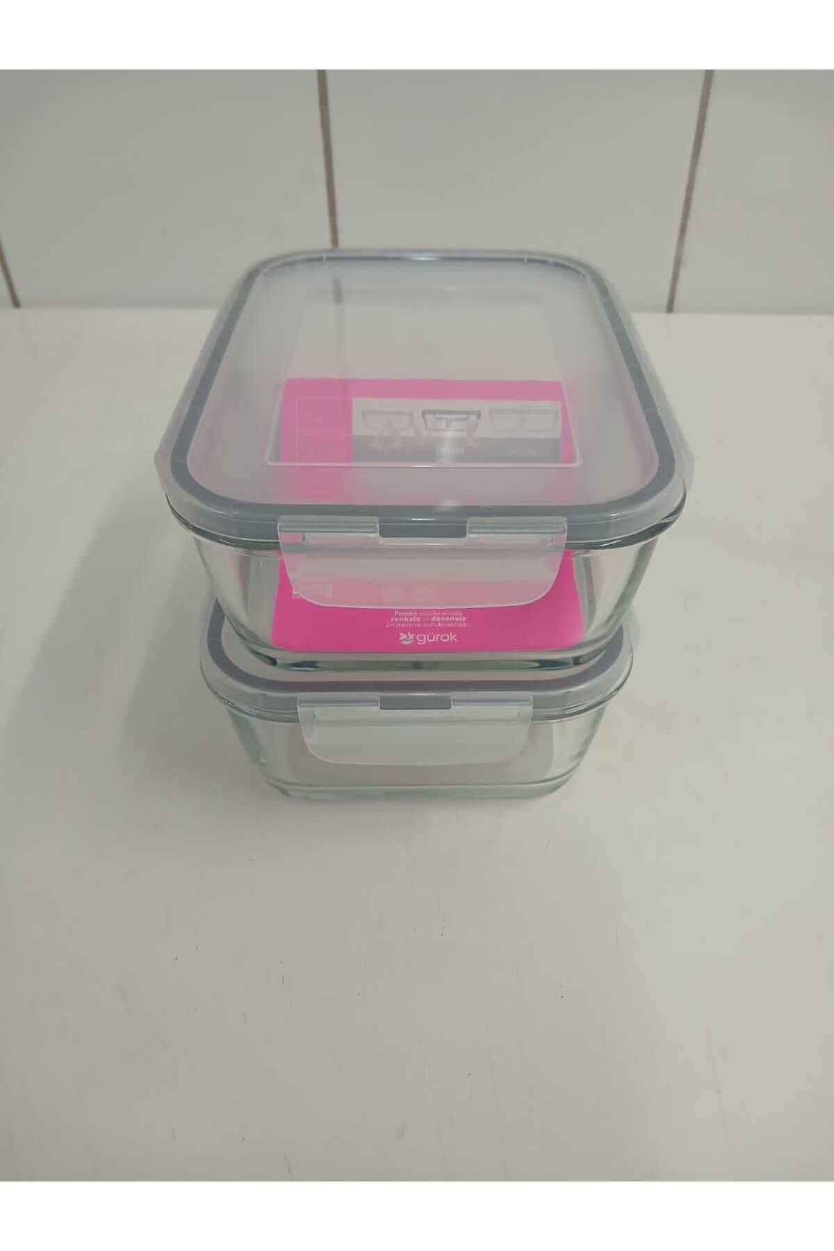 LAV-Feyzade Fresco Two Section Ziplock Glass Storage Container Set of 2 1120Cc Rectangular (Frs-297) 3