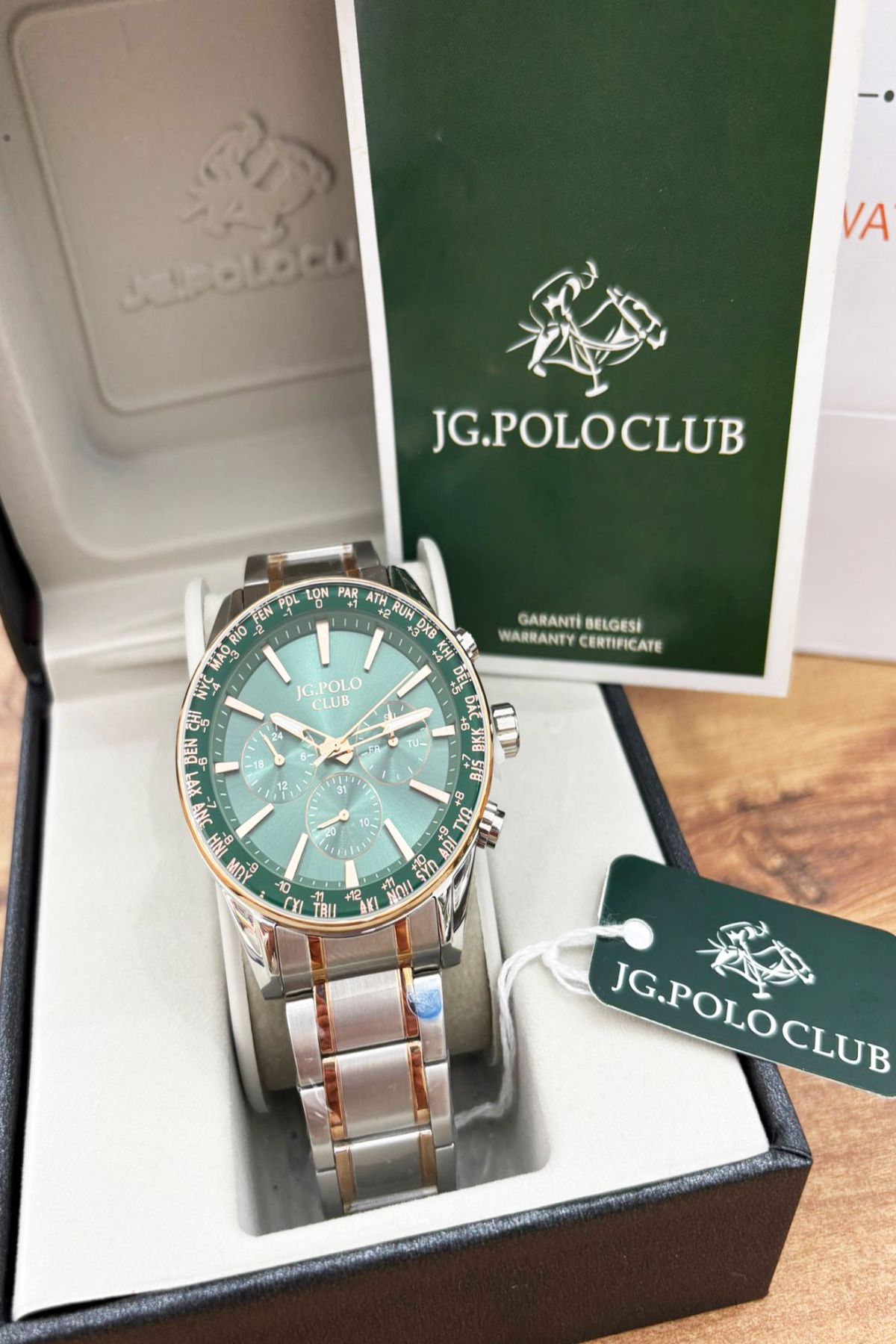 DM AKSESUAR JG. POLO CLUB JPC.0724 S04064A.5 Çelik Kordon Çelik Kasa Erkek Kol Saati