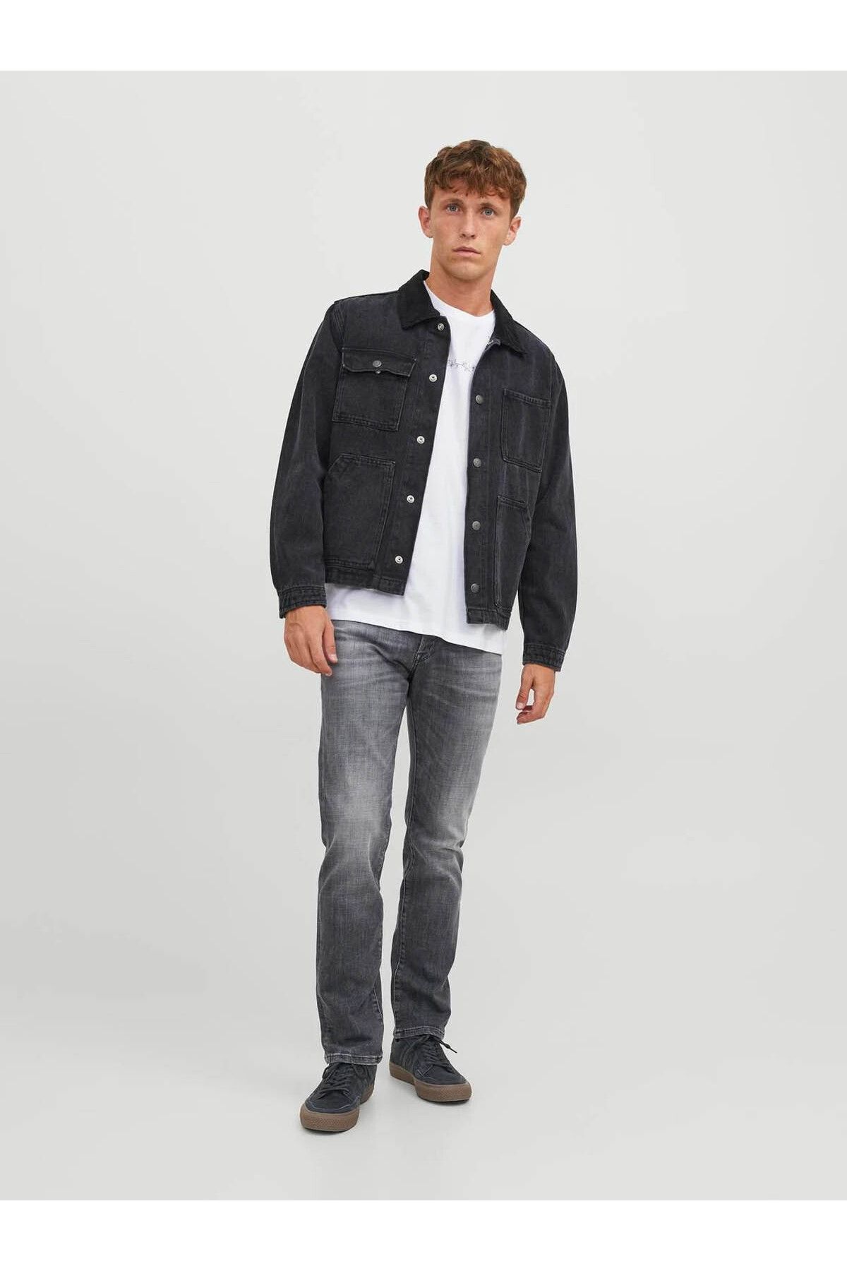 Jack & Jones Jjıtım Jjdavıs Jj 674 Gri Erkek Jean Pantolon 12237803