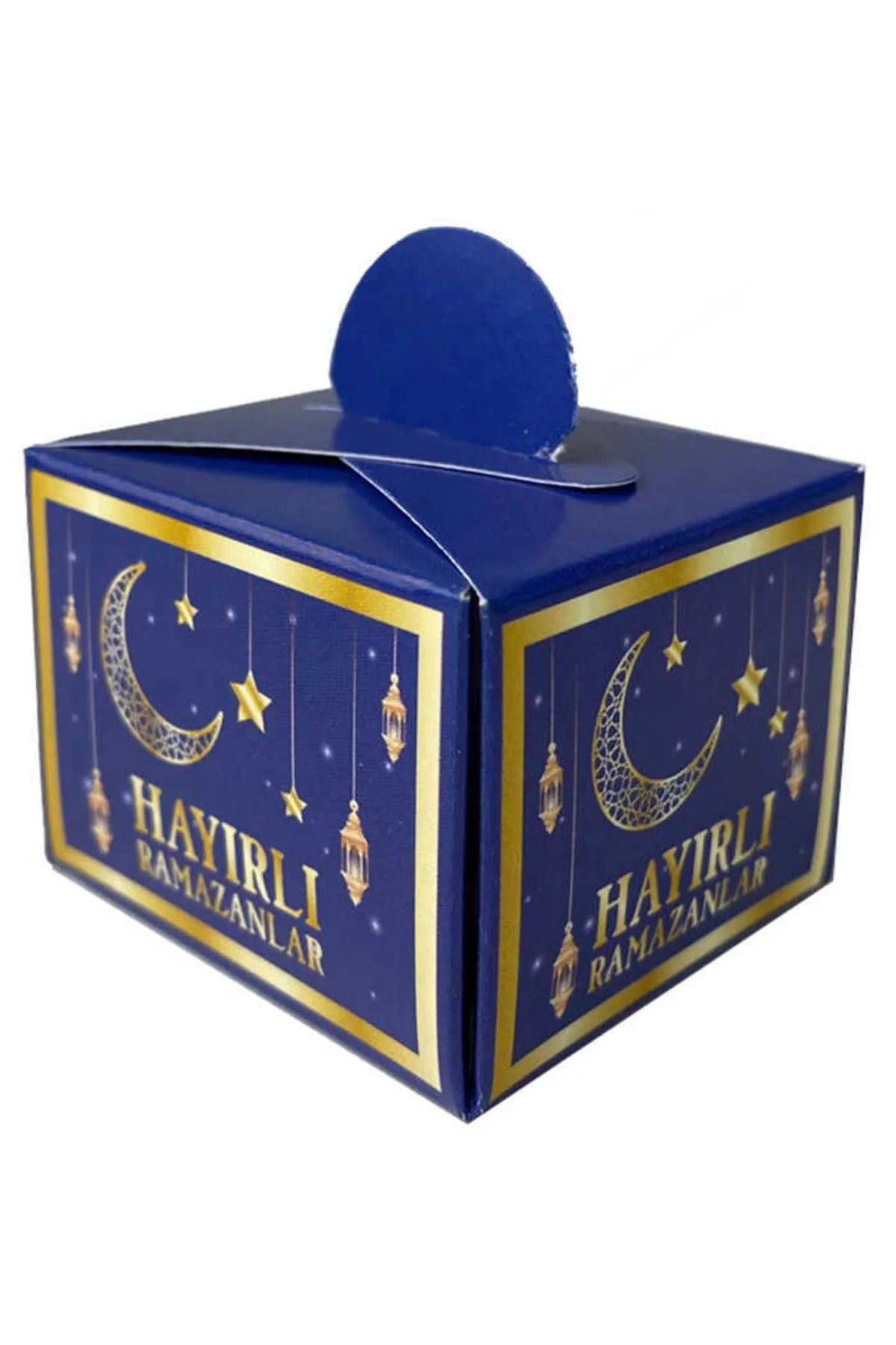 Tatlı Telaşlar 25 Li Ramazan Bayramı Küp Lokumluk 4.5x5.5 Cm Hayırlı Ramazanlar Baskılı Lacivert