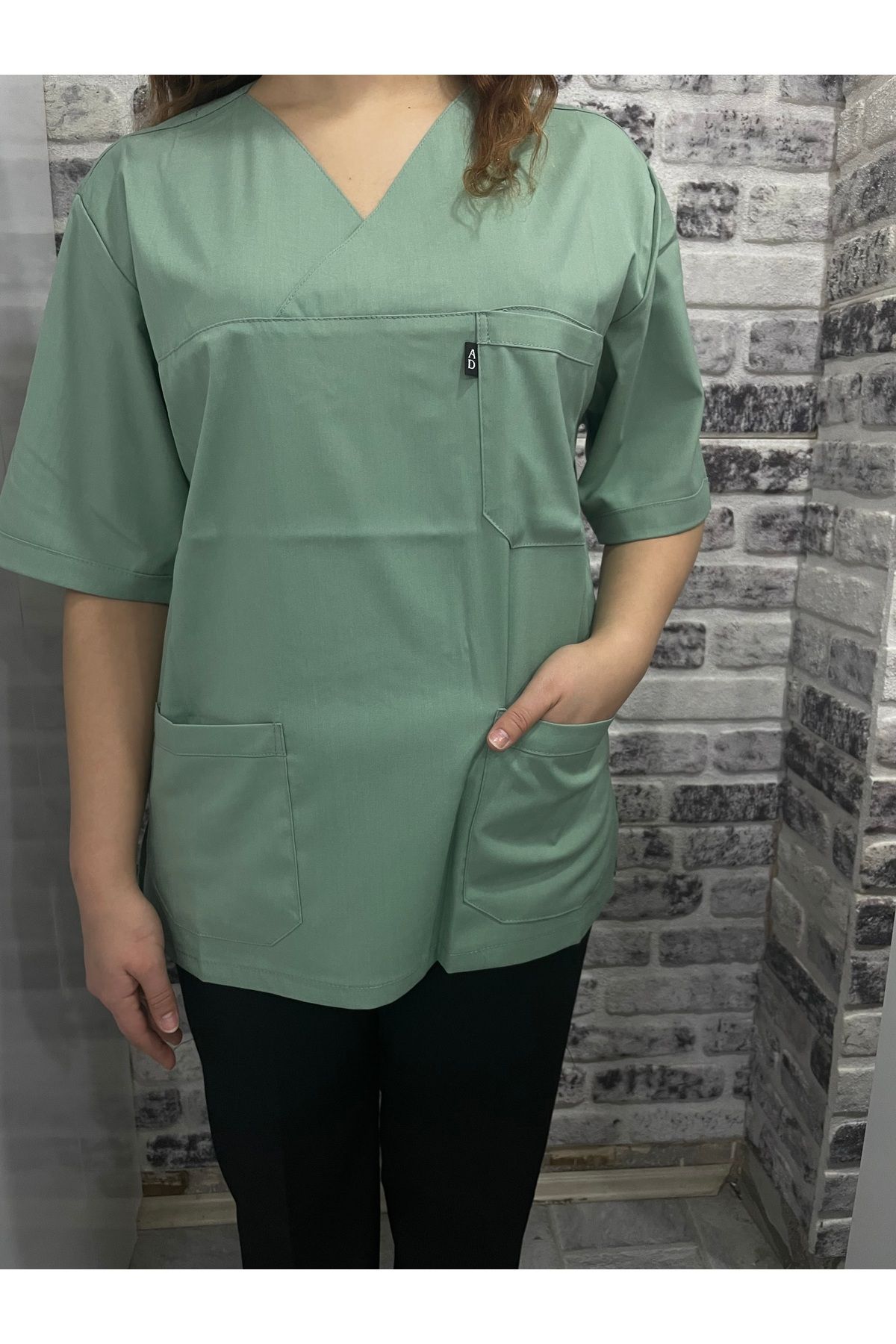 MODA Üniforma Likralı Unisex Su Yeşili Doktor Hemşire Aşçı Cerrahi Forma Tek Üst ( Geniş Kalıp )
