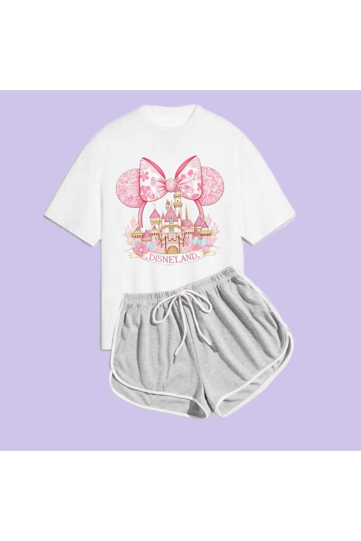 Elvino Disneyland Baskılı İkili Pinterest Şort Tshirt Takım