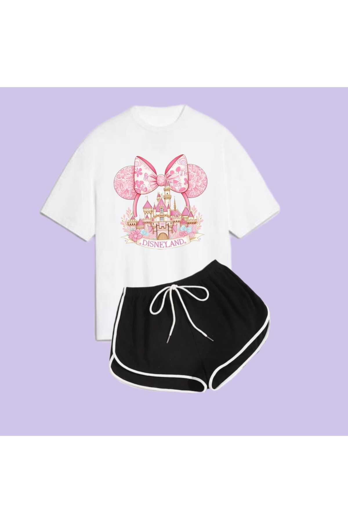 Elvino Disneyland Baskılı İkili Pinterest Şort Tshirt Takım