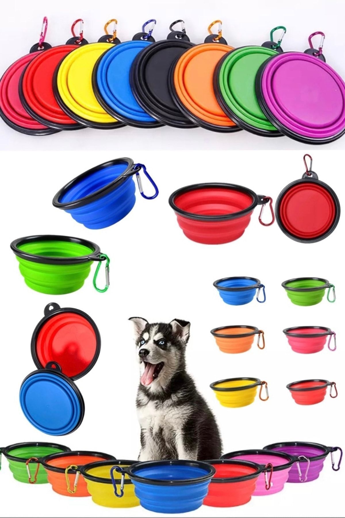 etteminönütoptanticaret Katlanabilir Evcil Hayvan Silikon Kase Köpek Kedi Sokak Hayvanları Tatil Iş Pratik Su Ve Mama Kabı