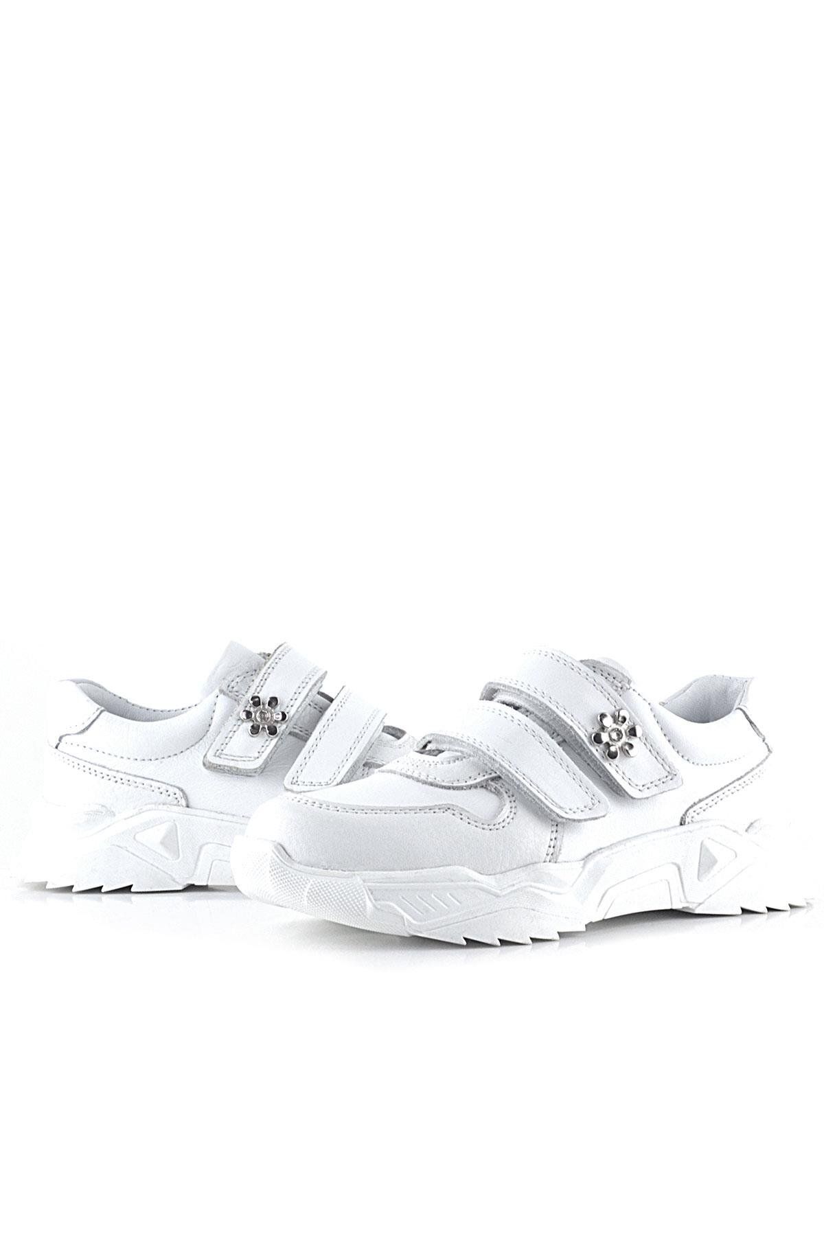 Rakerplus-Genuine Leather White Flower Detailed Girls' Sports Shoes 7