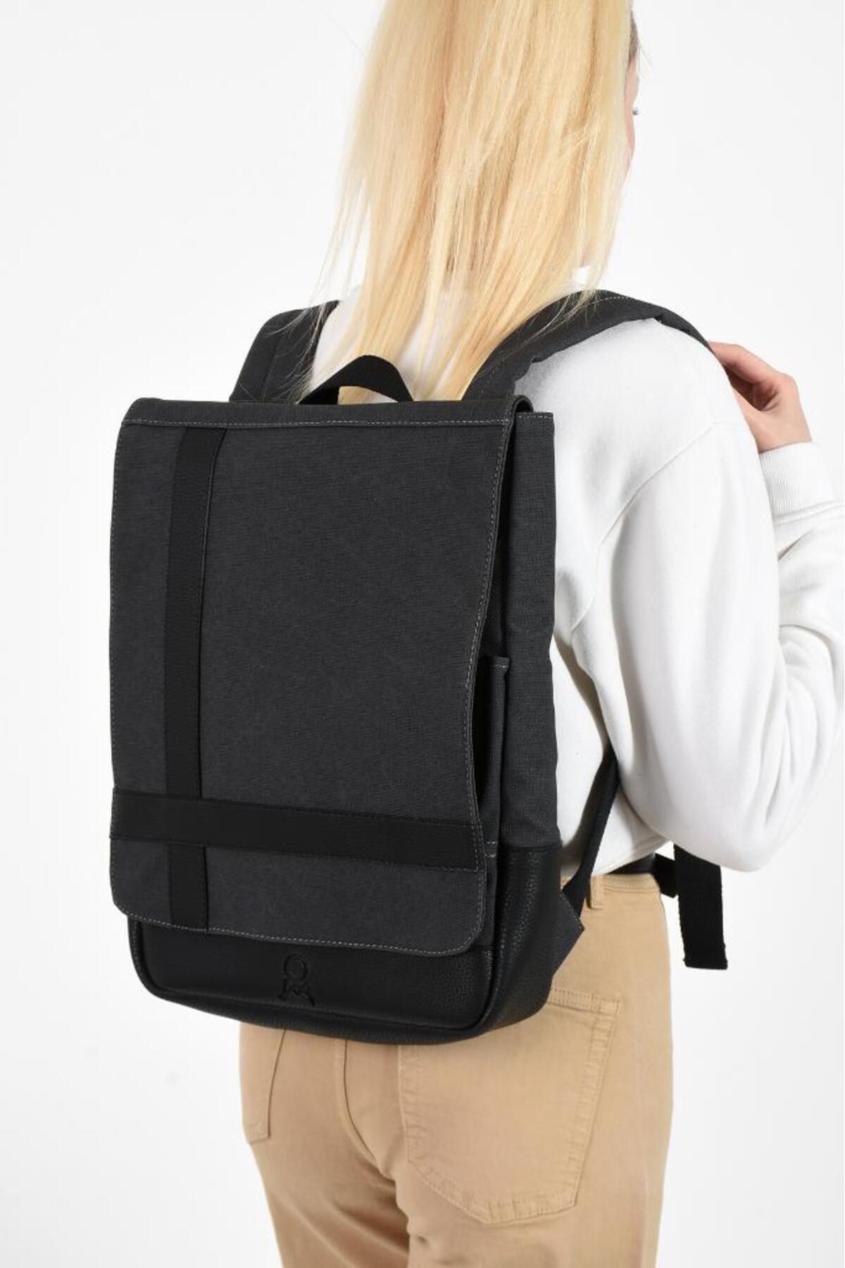 Baginn Kadın Sırt Çantası 35*22 Cm Kanvas Kumaş Laptop Bölmeli Business Sırt Çantası Okul Çantası Mega Bag