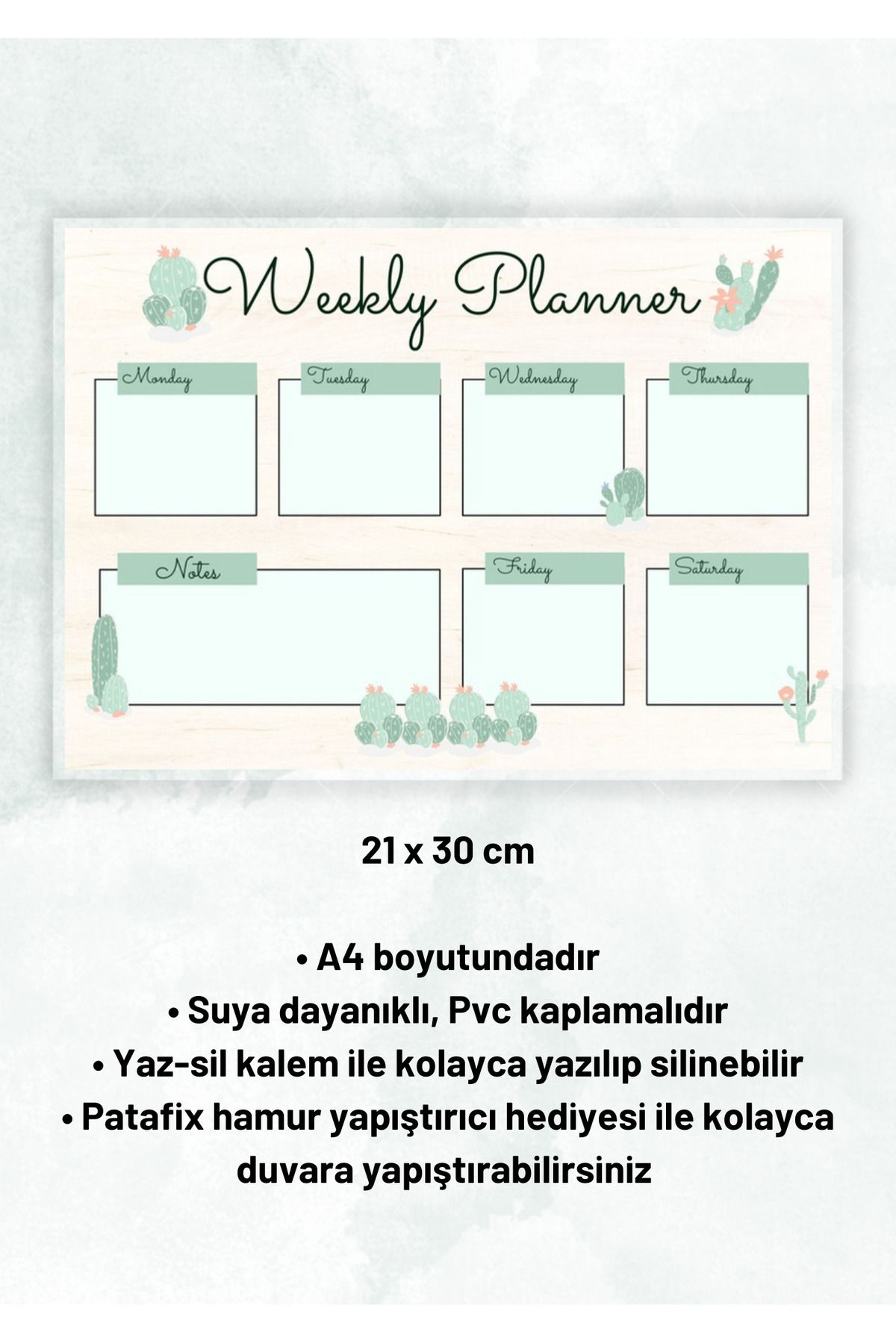 izmirdenet Yaz-sil Haftalık Plan (Weekly Planner) Ders Programı A4 Pvc Poster