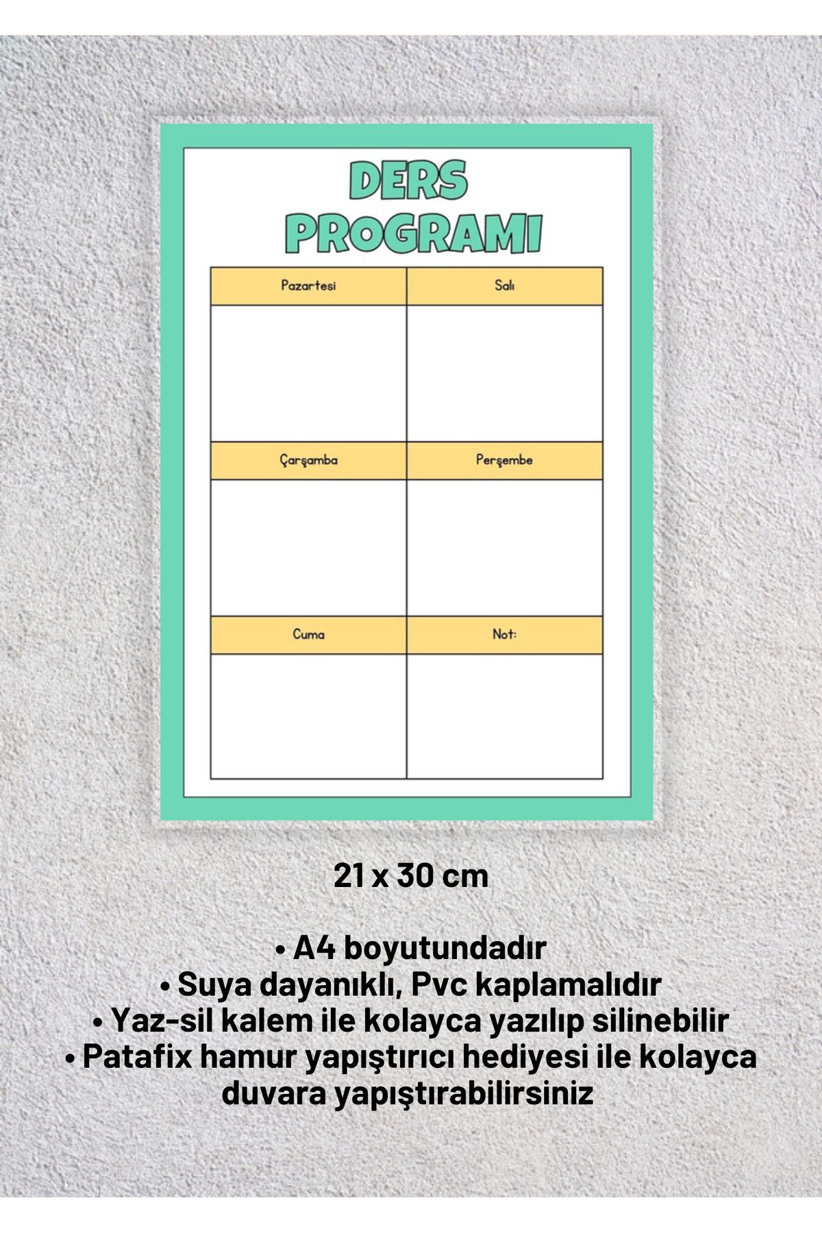 izmirdenet Yaz-sil Ders Programı Planlayıcı A4 (21X30 CM PVC KAPLAMA)