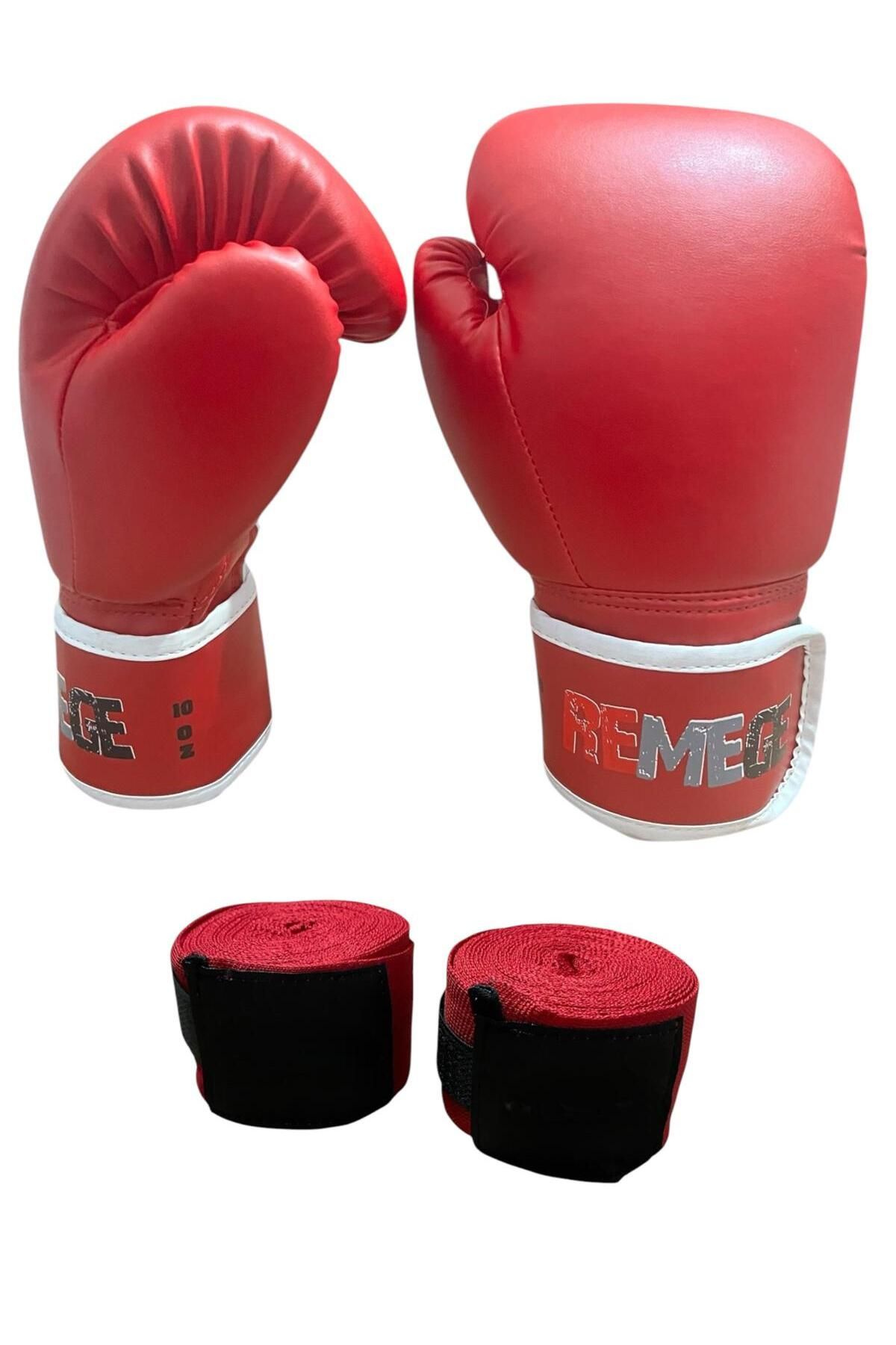 REMEGE Boks Eldiveni - Boks, Kick Boks, Muay Thai, Maç ve Antrenman Eldiveni + Bandaj 2'li Set