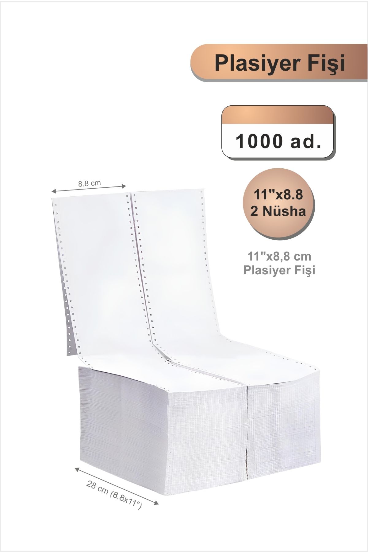 POZİTİF FORM 11x8,8 Plasiyer Fişi 2 Nüsha 1000 Adet, Beyaz Otokopili Sürekli Form (11''x8,8 cm)