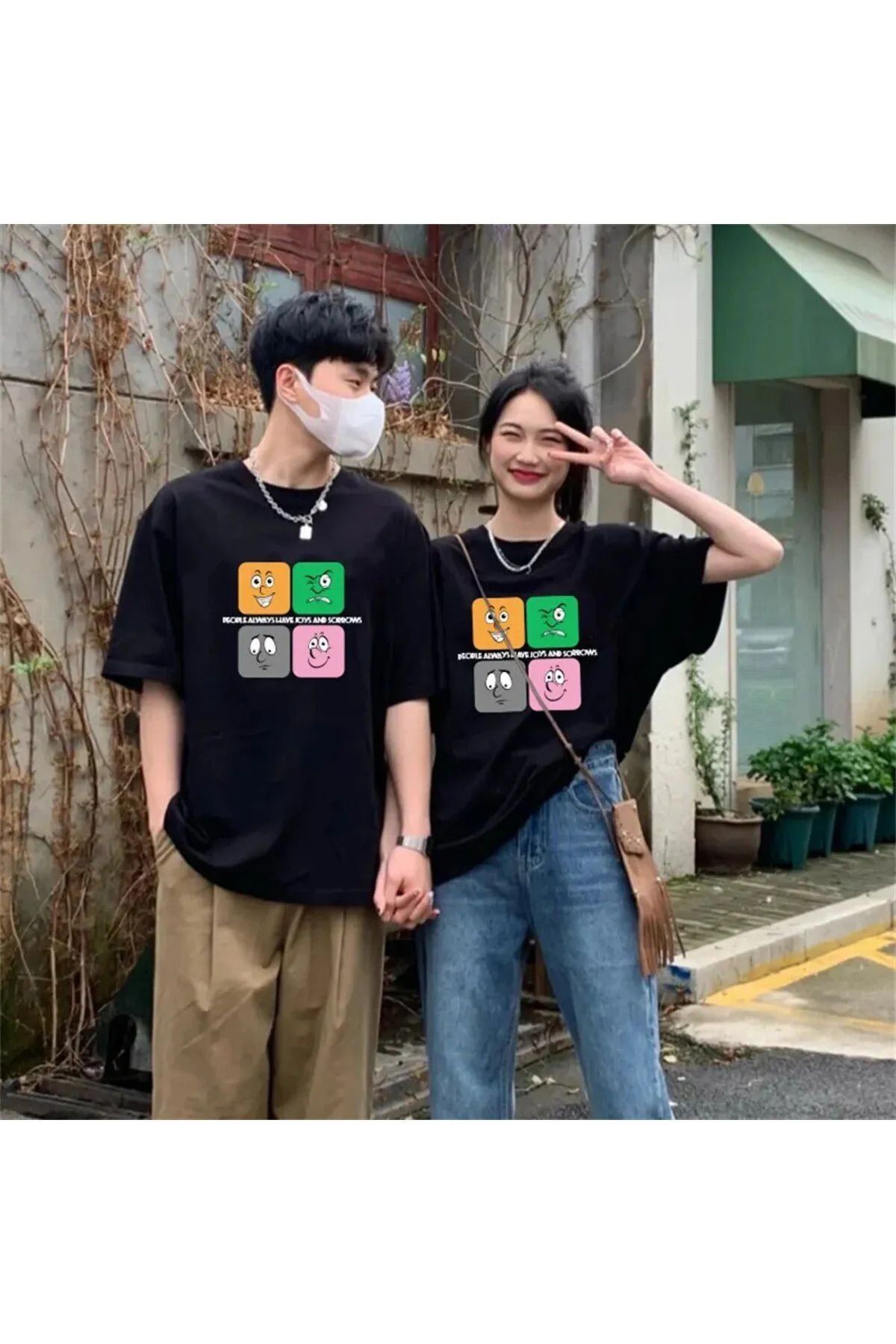 Wish BF 2 Adet Tir Harajuku Style Çift Sevgili Kombinleri Couple Clothing Yeni Sezon