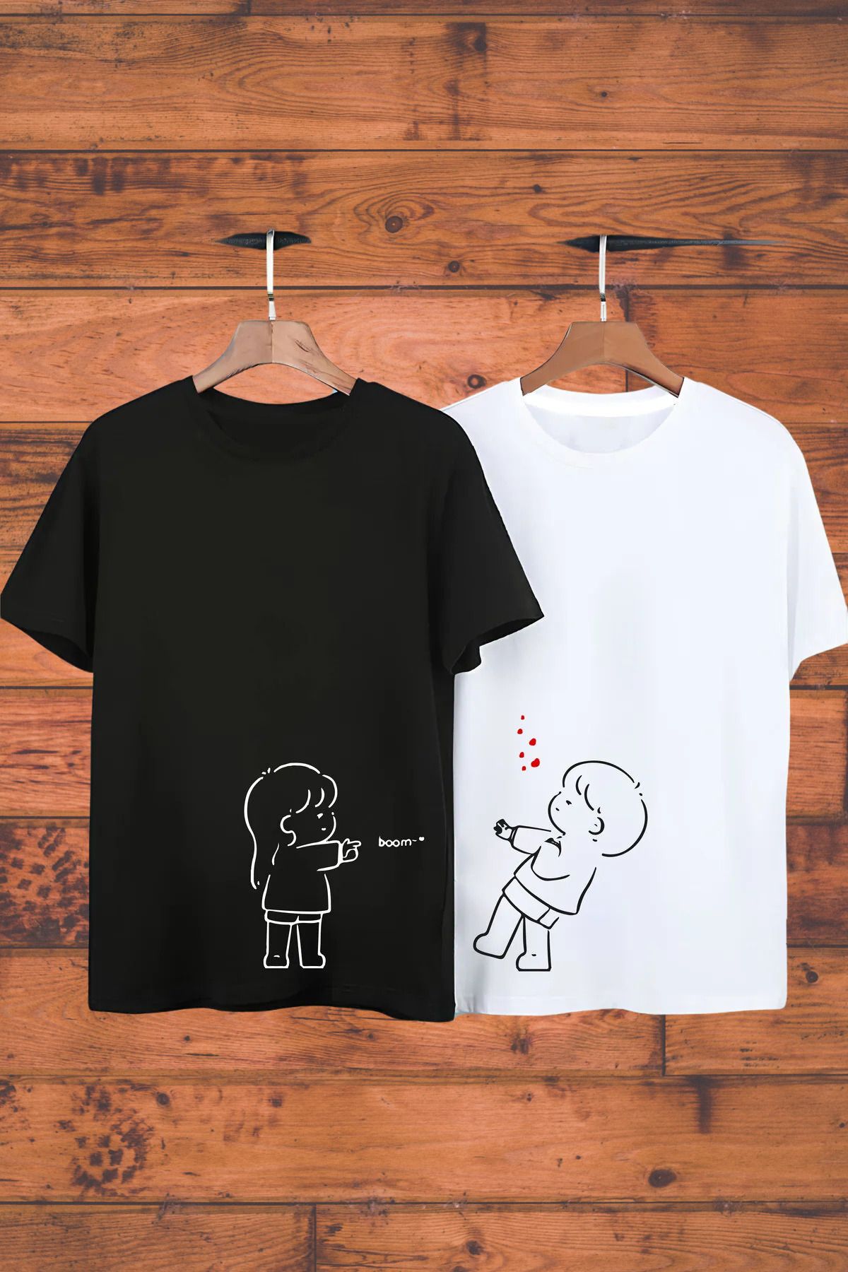 Wish BF 2 li Çift Arkadaş Kardeş Sevgililer Günü Hediye Özel Birbirini Tamamlayan Tasarım Tişört T shirt