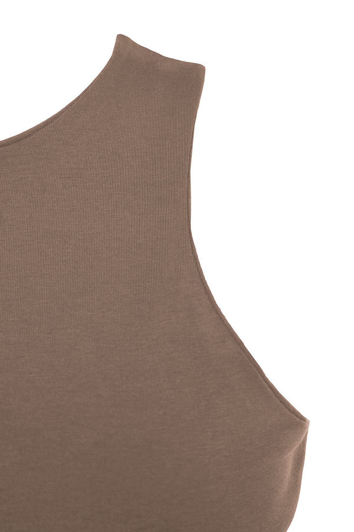Trendyol Collection-Mink*001 – elastické bavlněné tílko s výstřihem, na tělo, Twoss23Al00069 8