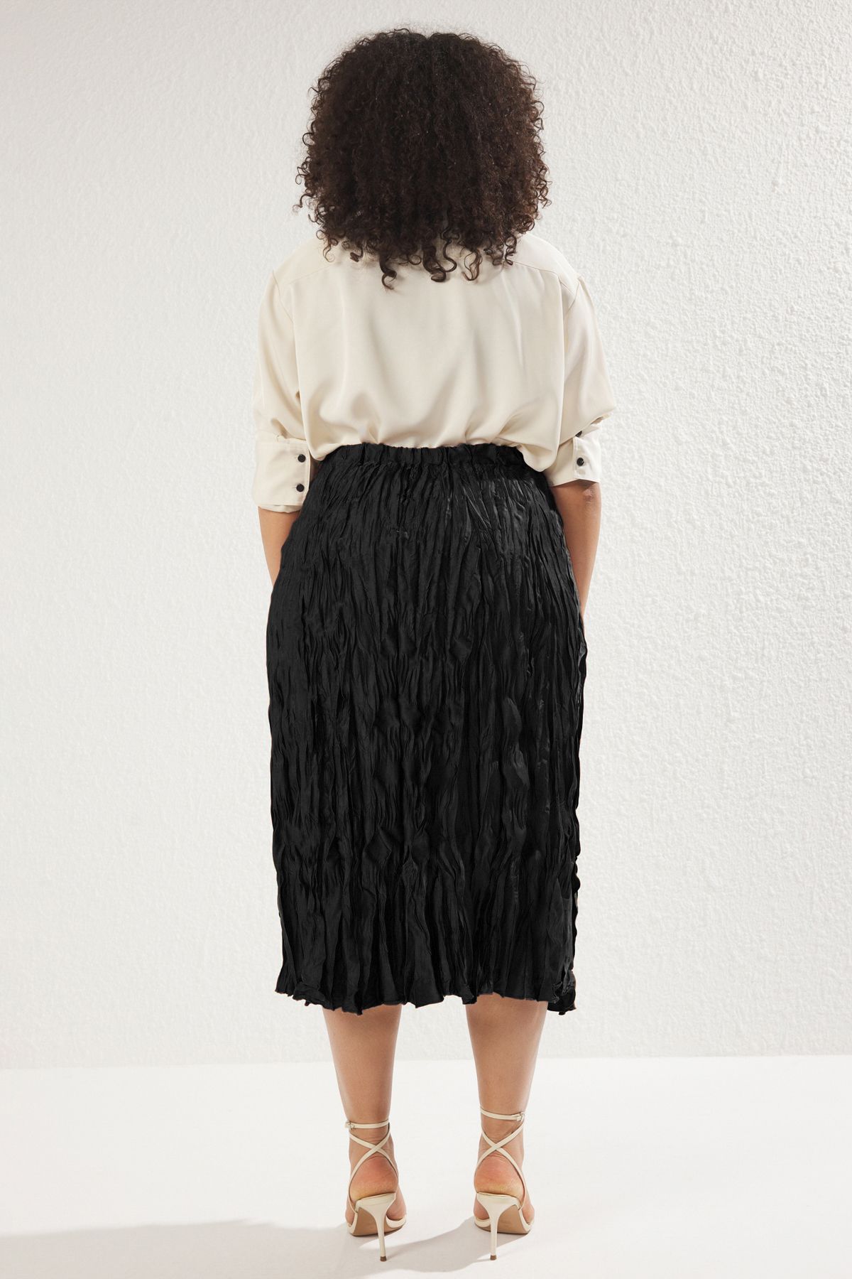 Trendyol Curve-Black Woven Large Size Skirt 5