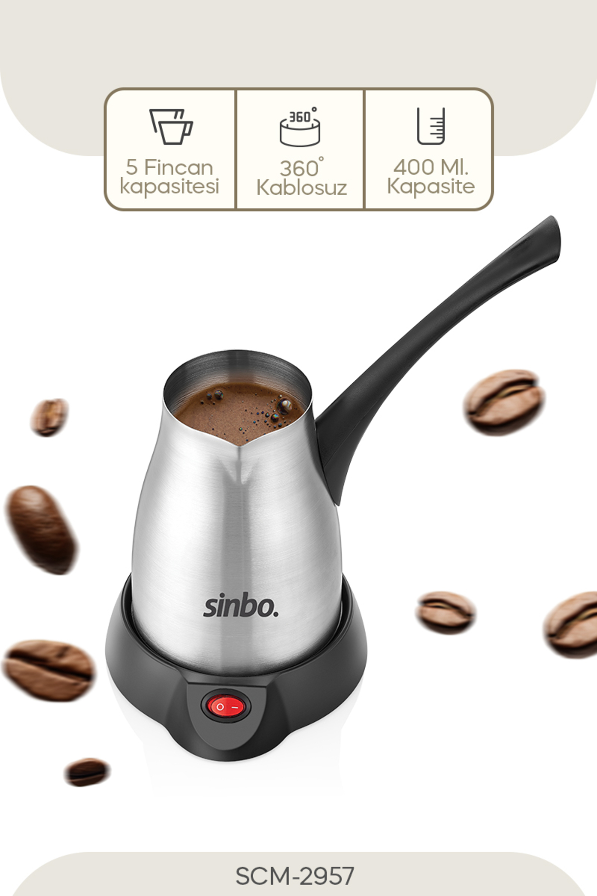 Sinbo SCM-2957 Kablosuz Inox Elektrikli Cezve - Fiyatı, Yorumları