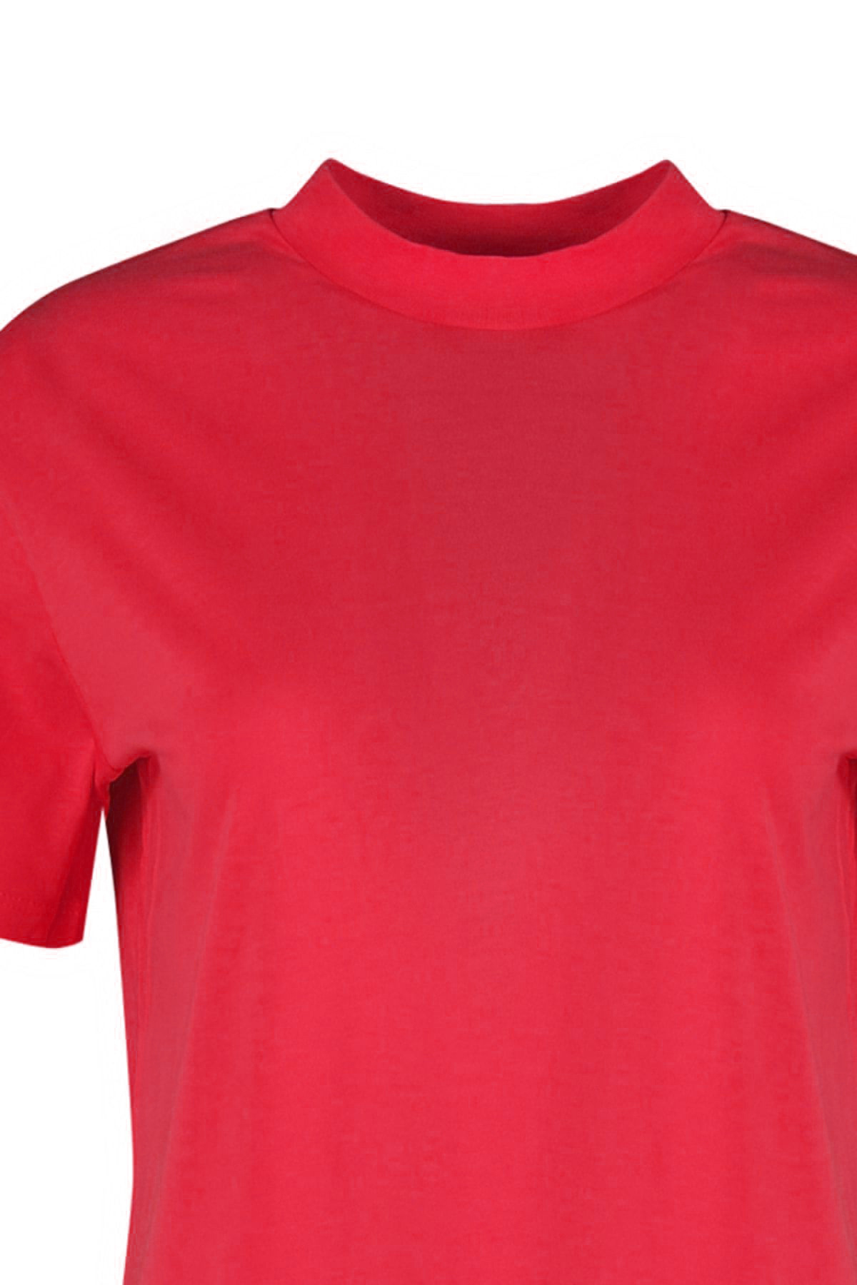 Trendyol Collection-Červené 100% bavlna Základní stojáček Pletené tričko TWOAW20TS0096 8