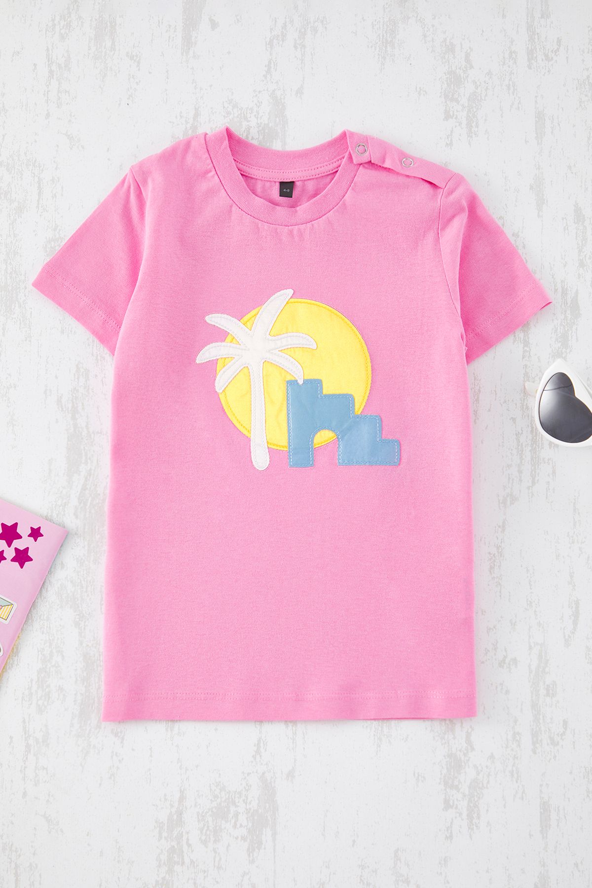 TRENDYOLKIDS-Knitted Pink Printed T-Shirt - Tkdss25Ts00051 1