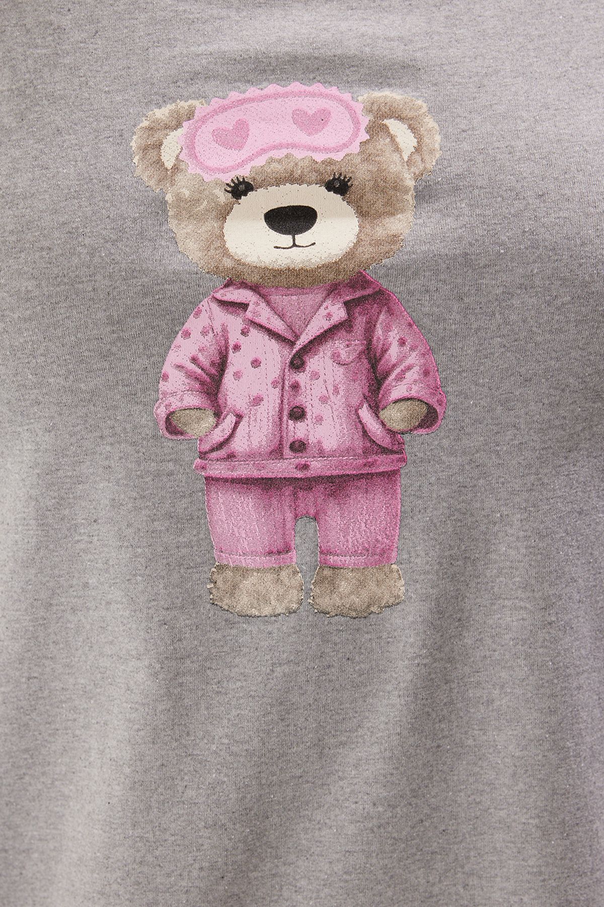 Trendyol Curve-Graues, mit Teddybären bedrucktes, gestricktes Mini-Nachthemd TBBSS25CH00002 4