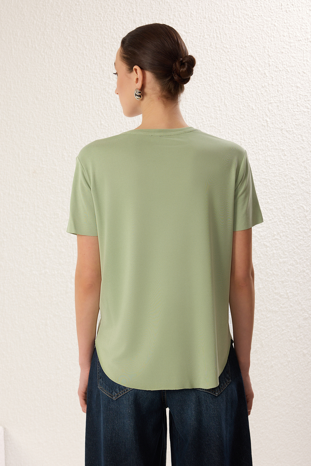 Trendyolmilla  Mint More Sustainable Soluk efektli Modal Kumaş Oversize/Geniş Kesim Örme T-Shirt TWOSS25TS00124 - Görsel 5