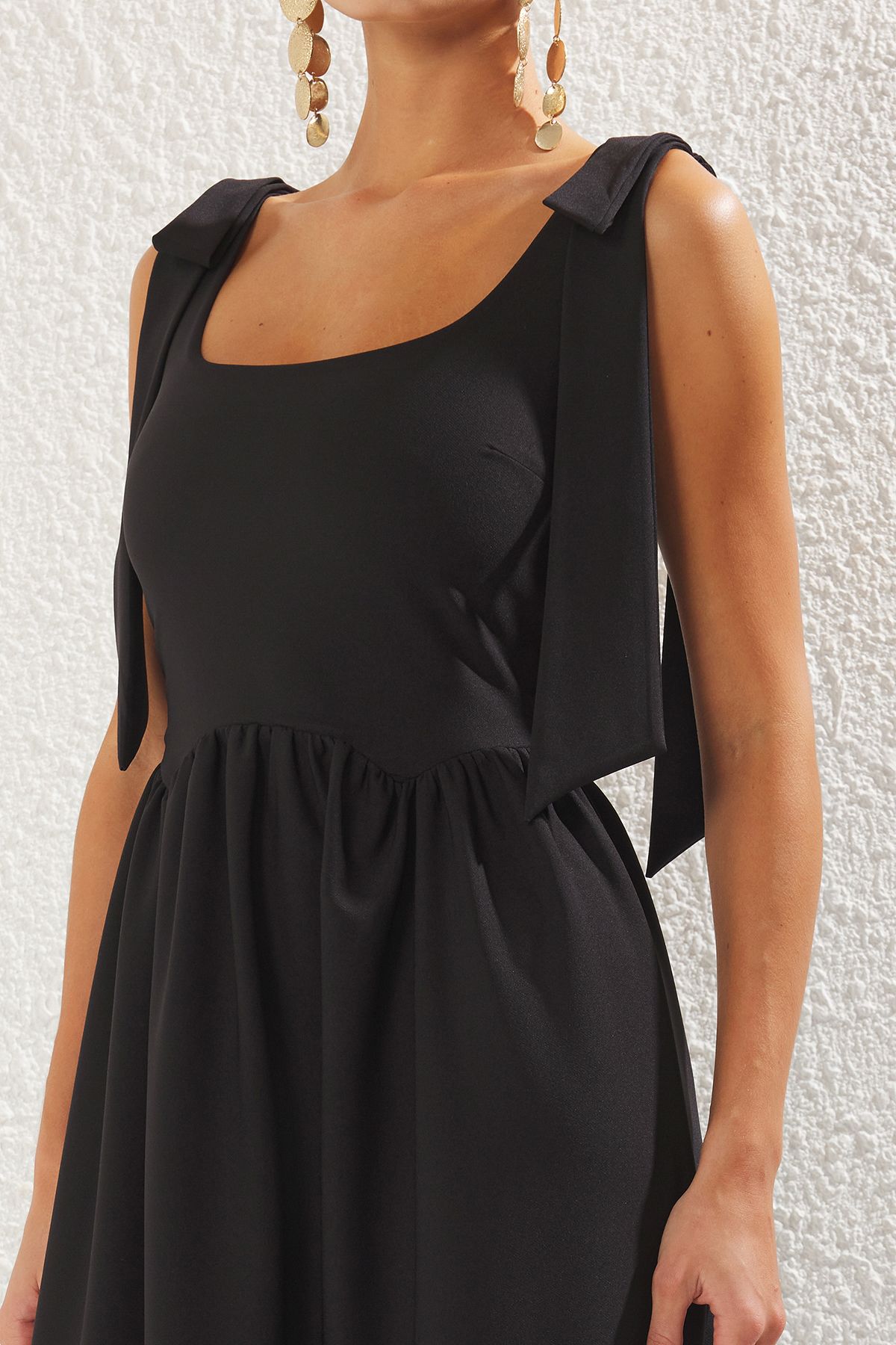 Trendyol Collection-Schwarze A-Linie-Abendkleider mit Schleife TPRSS25AE00110 4