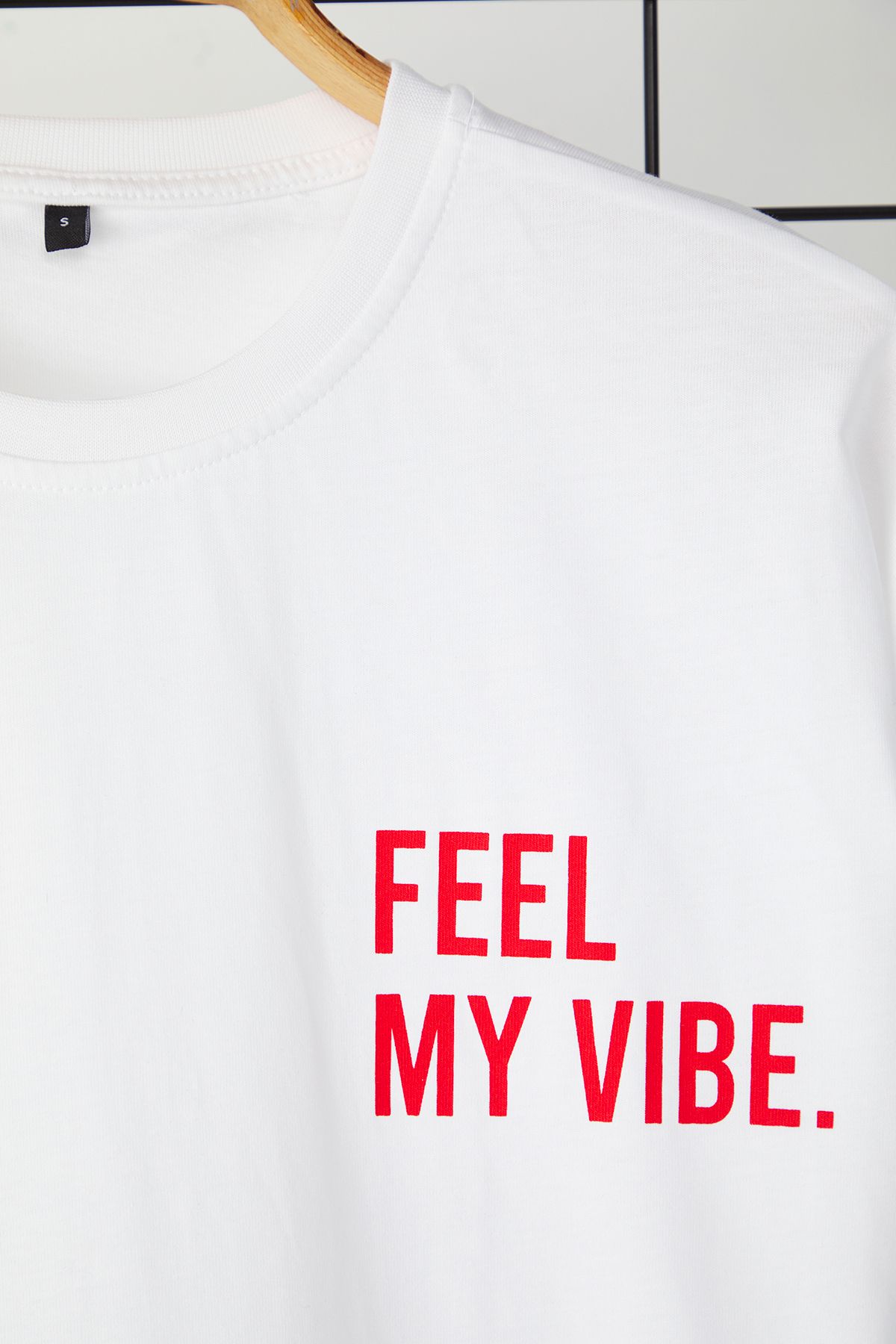 Trendyol Collection-Λευκό μπλουζάκι Oversize/Wide Cut Slogan με στάμπα 100% βαμβάκι 4