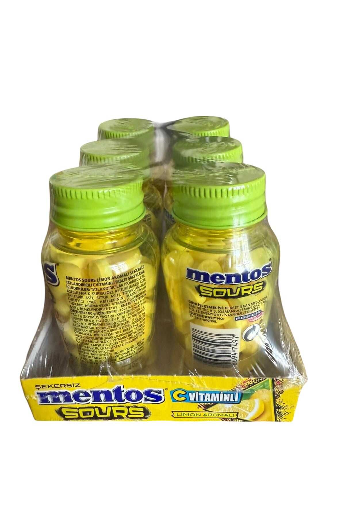 Mentos SOURS C VİTAMİNLİ LİMONLU SAKIZ 49 G. * 6 ADET