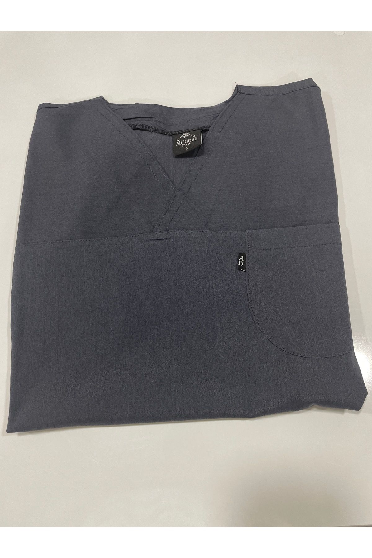 MODA Ad Üniforma Likralı Unisex Füme Doktor Hemşire Cerrahi Forma Tek Üst(GENİŞ KALIP)