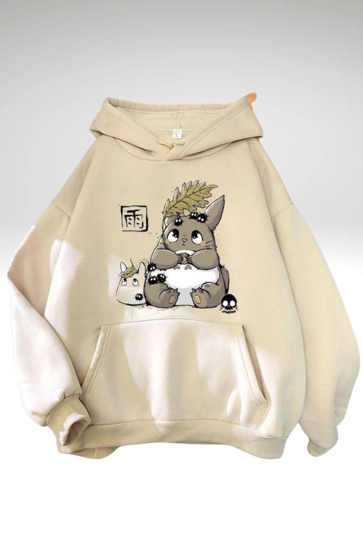 FECCY Pamuklu Sevimli Hayvan Baskılı Kapüşonlu Sweatshirt Hoodie