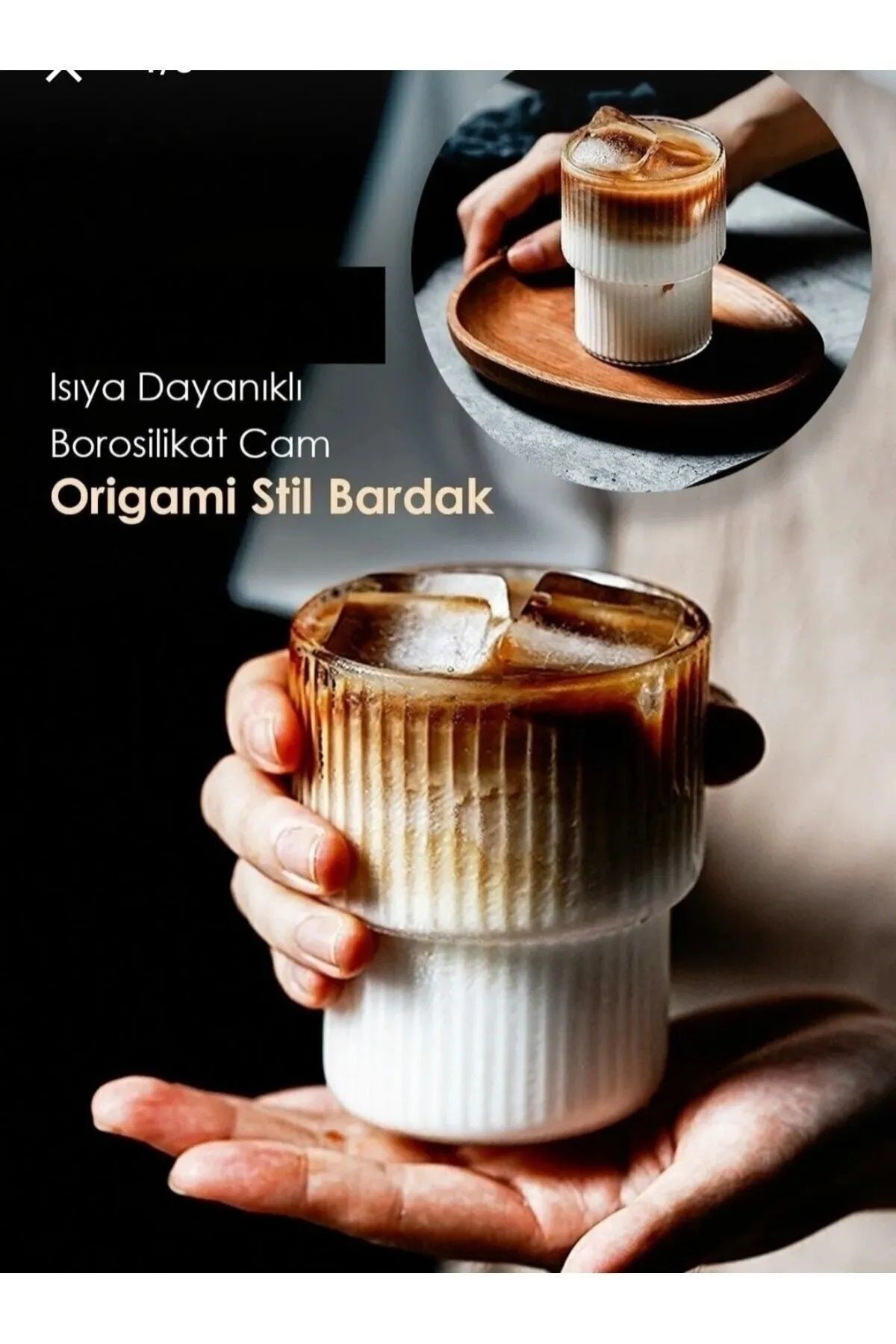 Elemengil Cam 1 Kalite Ithal Origami Stil Şeffaf Isıya Dayanıklı Borosilikat Cam Bardak 1’ Li