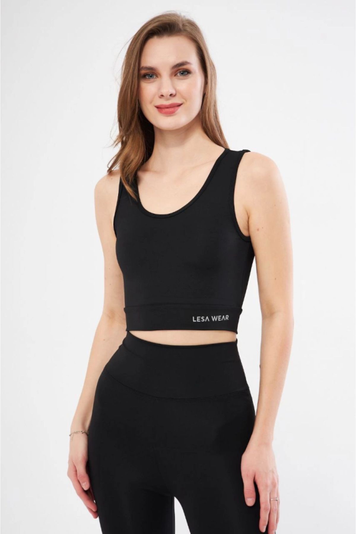 Trendusfashion Kolsuz Sporcu Baskılı Crop - Siyah