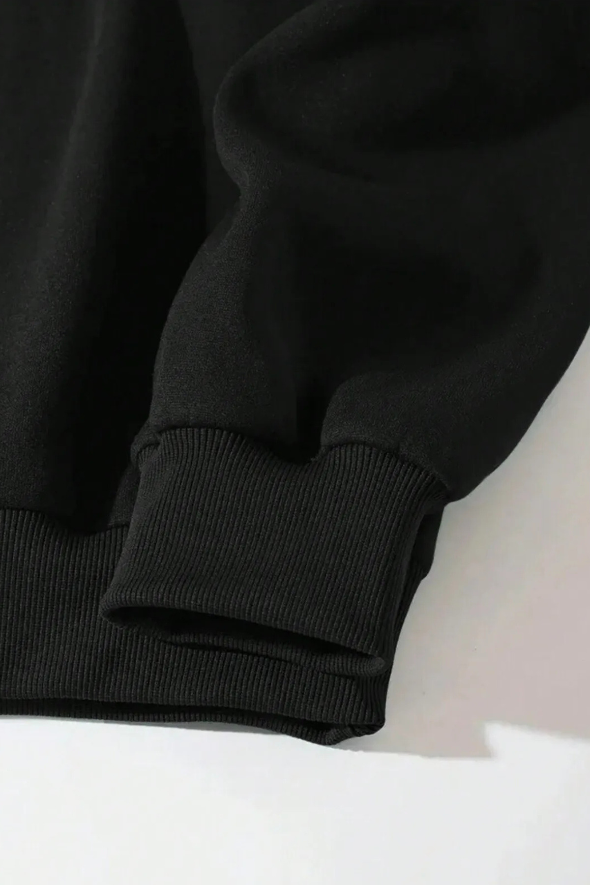Wish BF king mavi ayıcık ön arka baskılı siyah oversize kapşonlu sweatshirt hoodie görsel 3