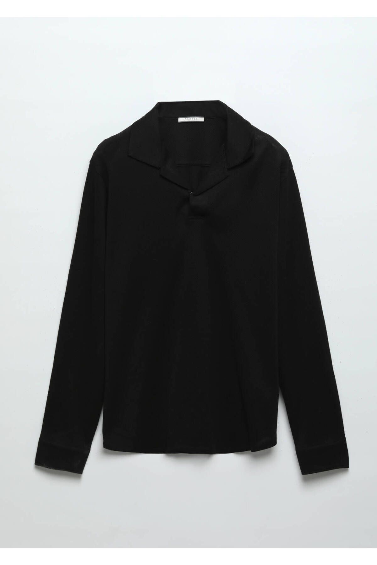 Ramsey-Black Polo Neck Jacquard Sweatshirt 6