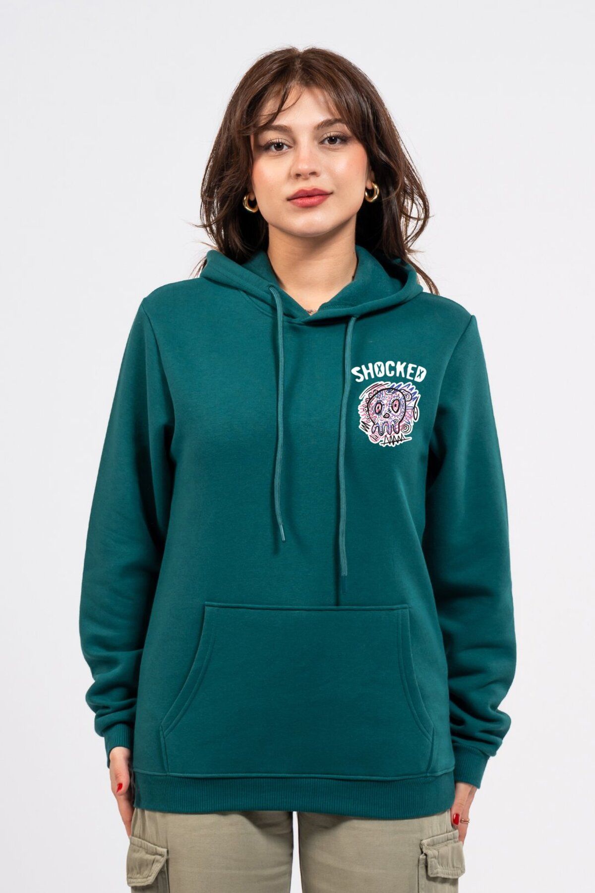 LUMARTA Regular Göğüste Shocked Baskılı Hoodie