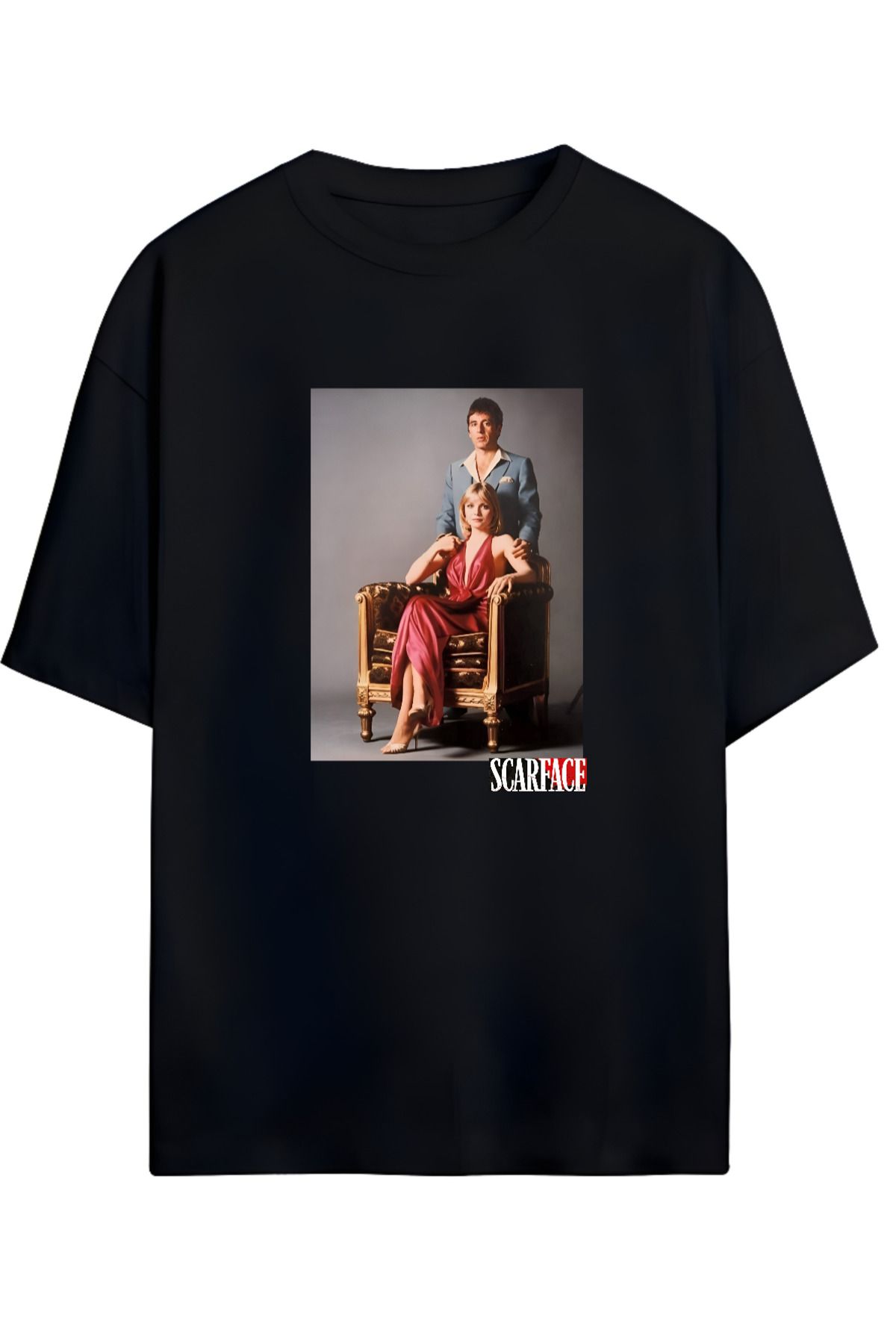 MAGORS SCARFACE ELVIRA TASARIMLI YÜKSEK BASKI KALİTELİ UNISEX YENİ SEZON OVERSIZE PAMUKLU  T-SHIRT