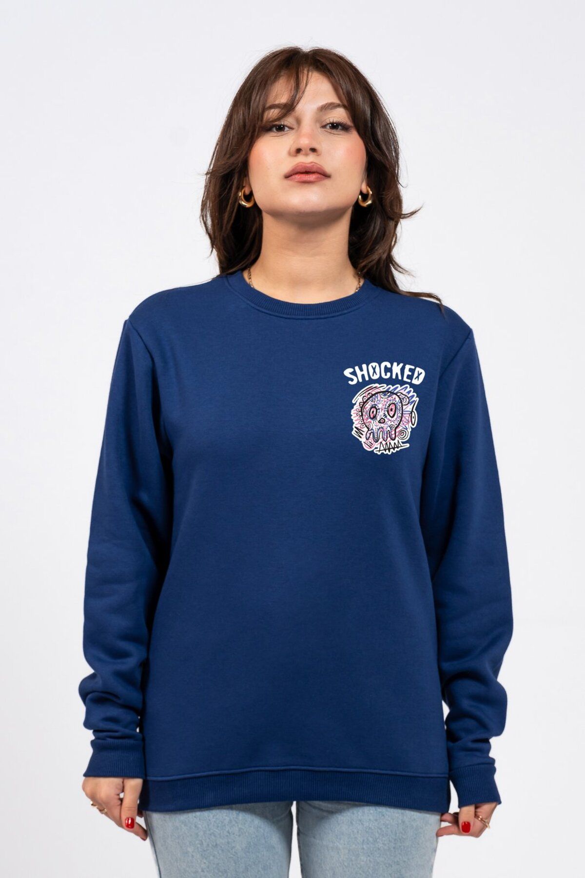 LUMARTA Regular Göğüste Shocked Baskılı Sweatshirt