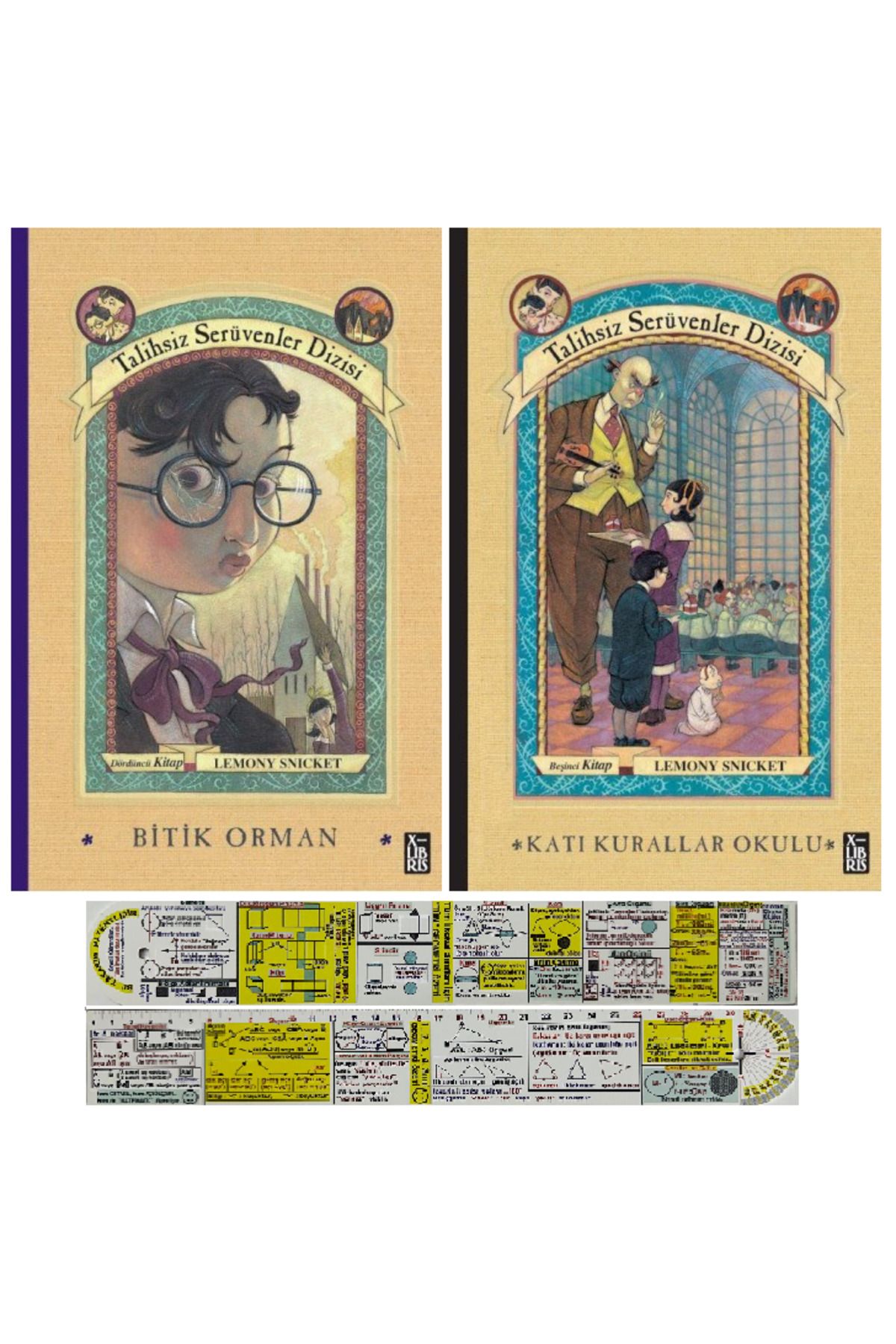 XLibris Talihsiz Serüvenler Dizisi 4-5. Kitaplar Set Lemony Snicket + Mat. Öğreten Cetvel