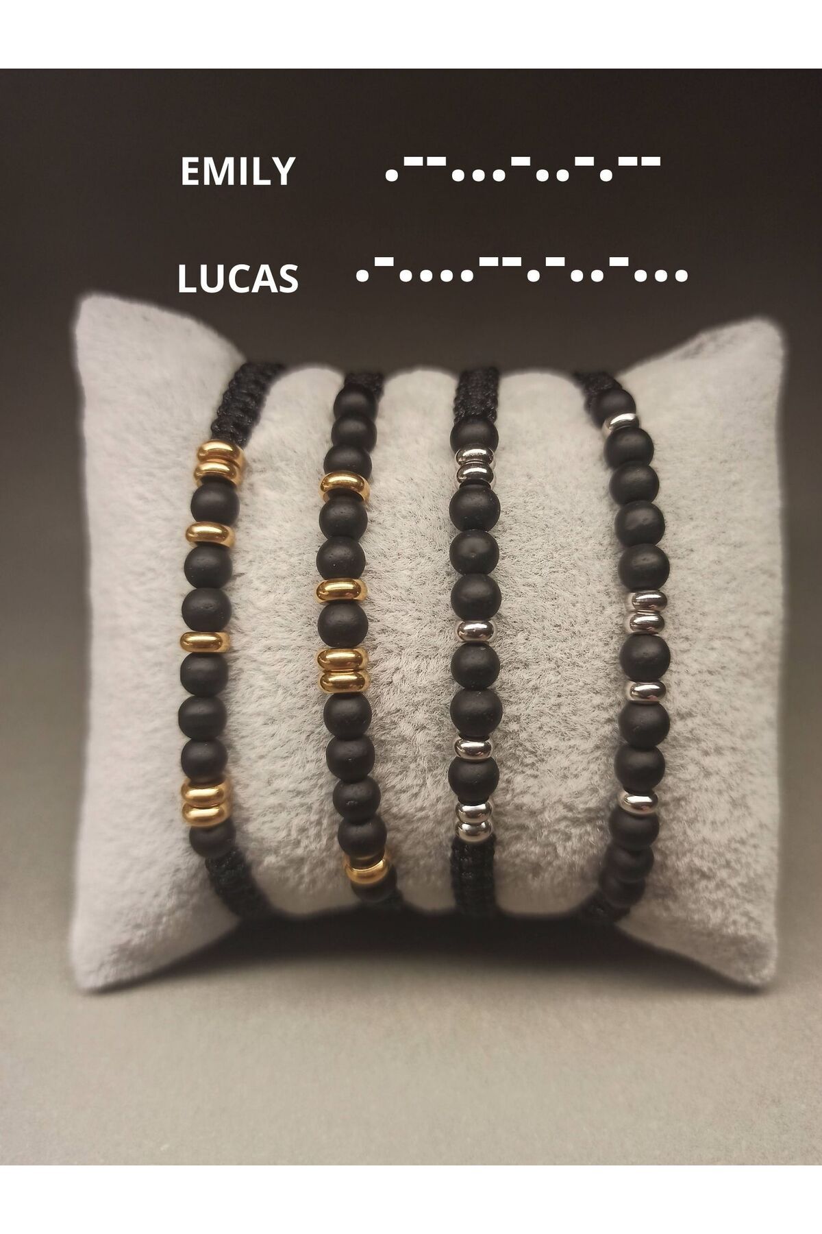 TREND-Morse Code Couple Bracelet Set of 2, Morse Alphabet Couple Bracelets, Valentine's Day Gift 2