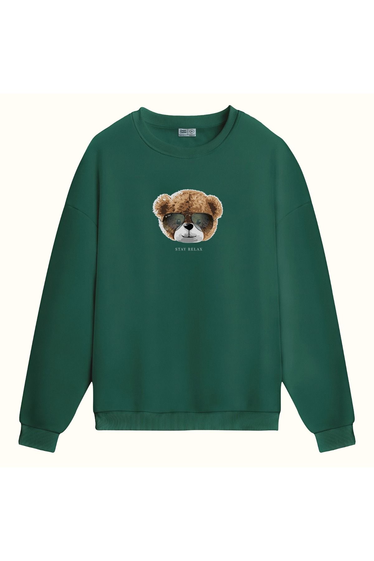 CCwear cool teddy baskılı bisiklet yaka sweatshirt