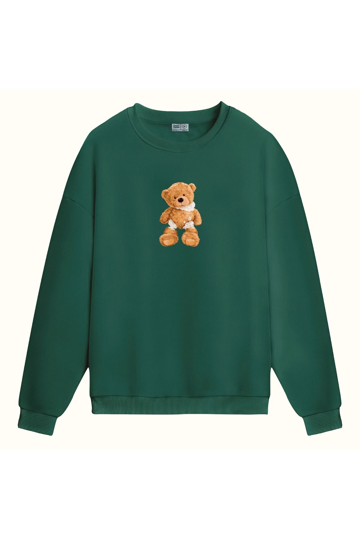 CCwear yıpranmış teddy baskılı bisiklet yaka sweatshirt