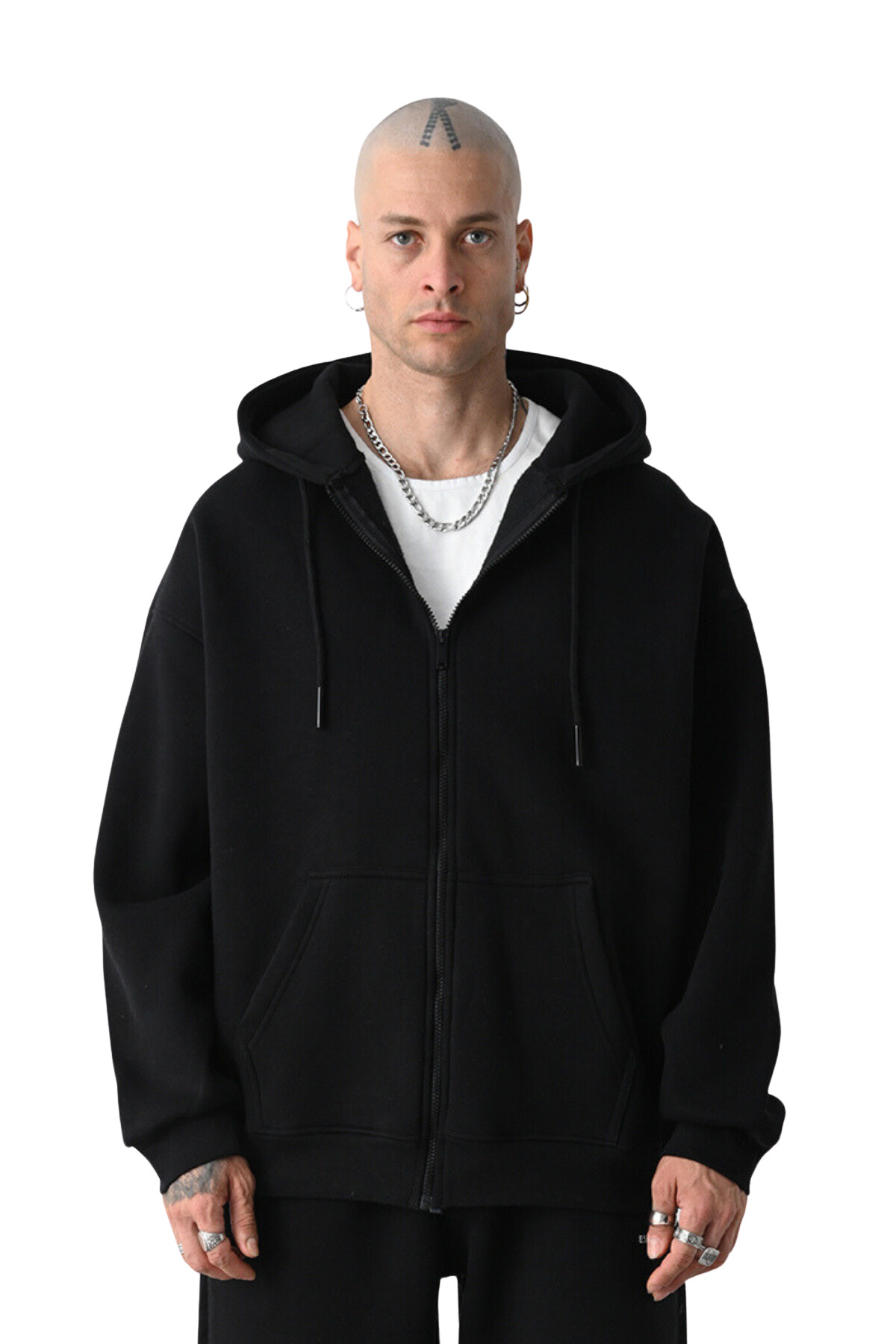CMZ COLLECTİON Kalın 3 iplik Hırka Geniş Kalıp Unisex model görsel 2