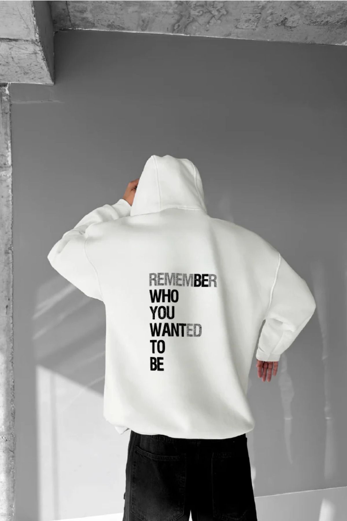 FECCY Pamuklu Remember Baskılı Kapüşonlu Sweatshirt Hoodie